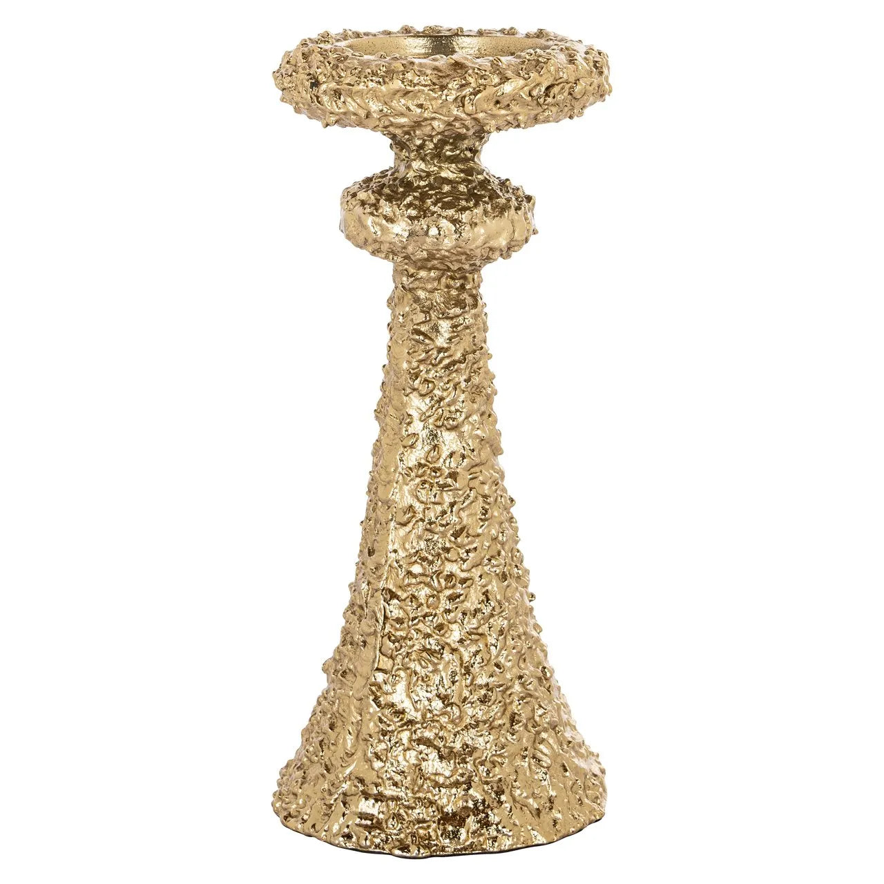 Richmond Interiors July Textured Gold Candle Holder | Large