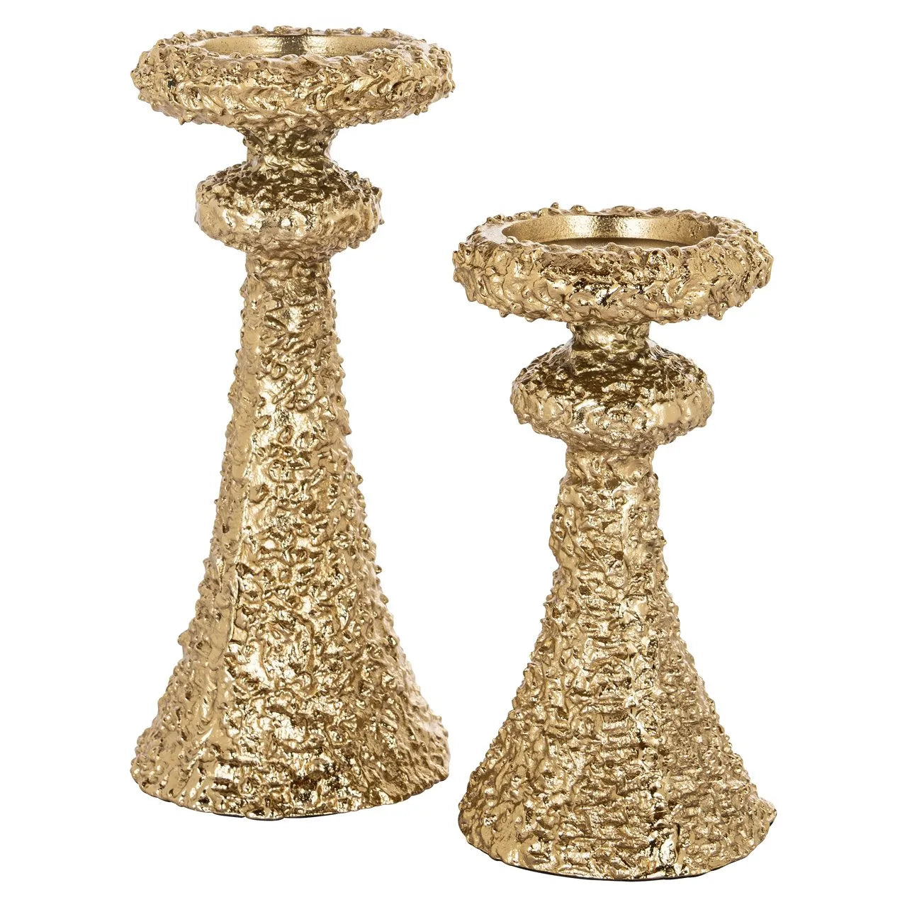 Richmond Interiors July Textured Gold Candle Holder | Small
