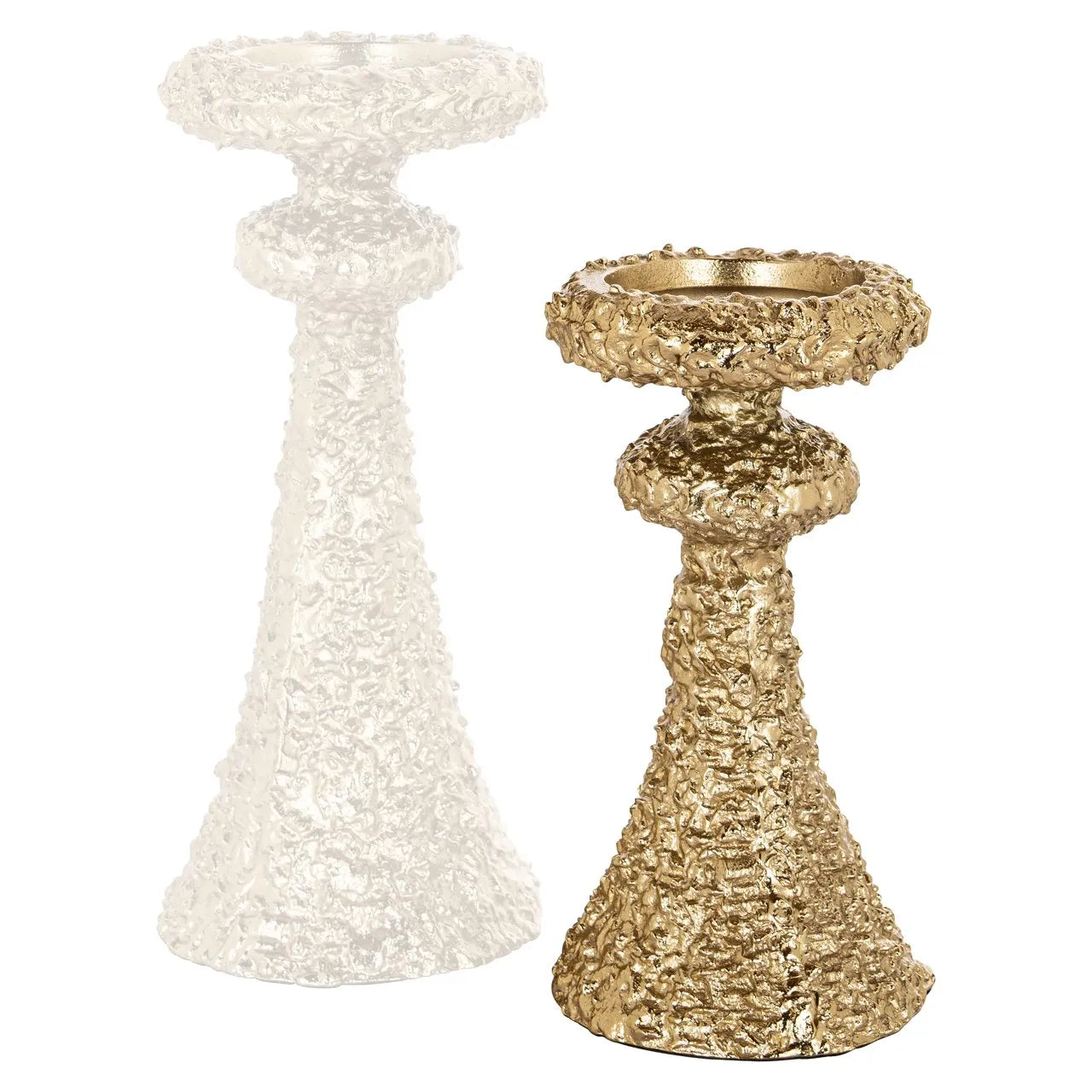 Richmond Interiors July Textured Gold Candle Holder | Small