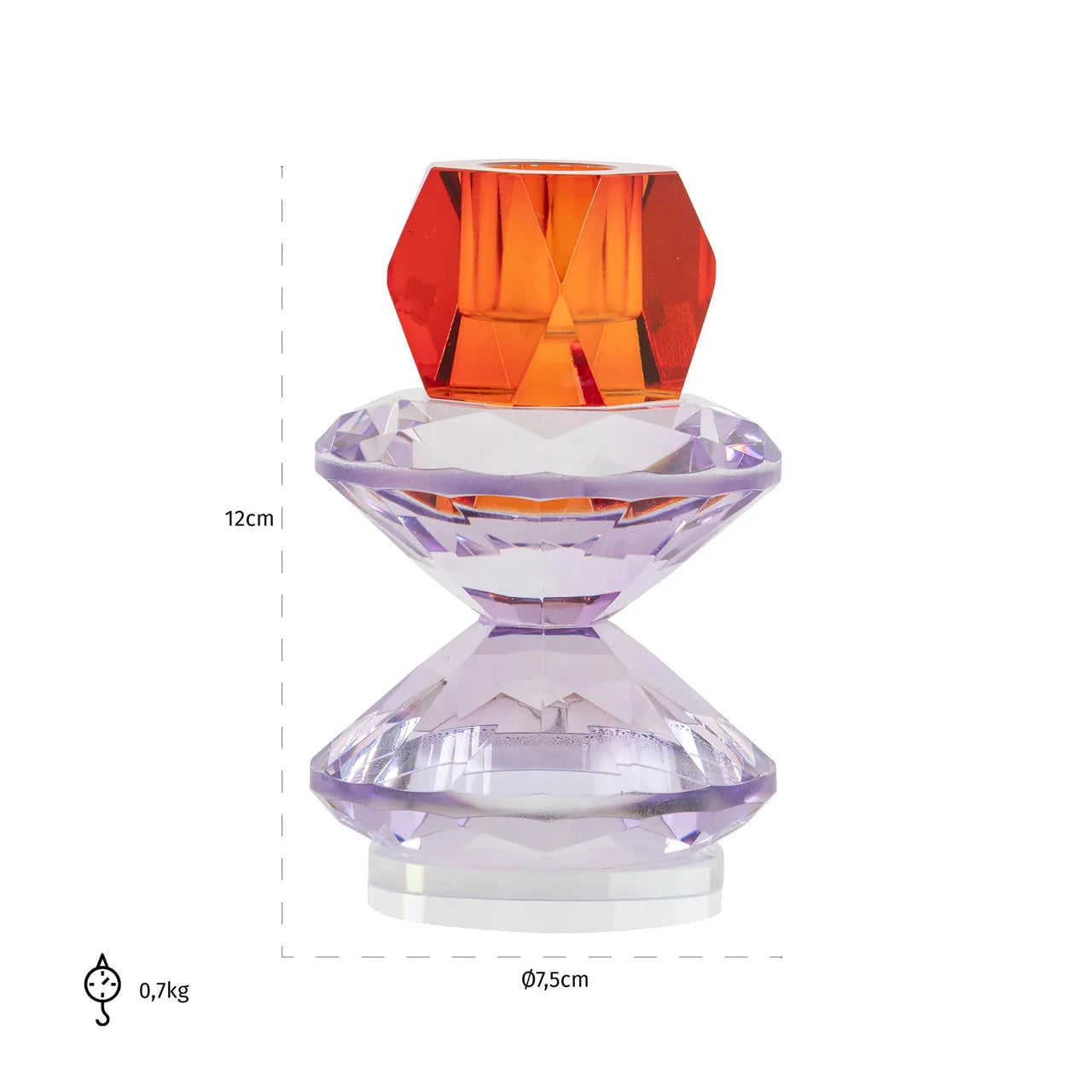 Richmond Interiors Yalena Crystal Glass Candle Holder | Small