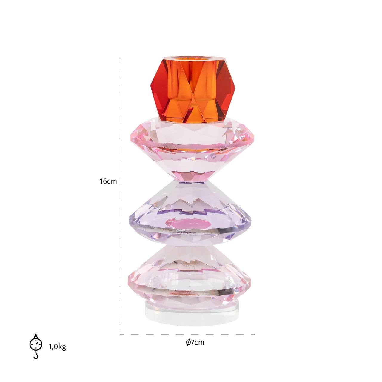 Richmond Interiors Yalena Crystal Glass Candle Holder | Large