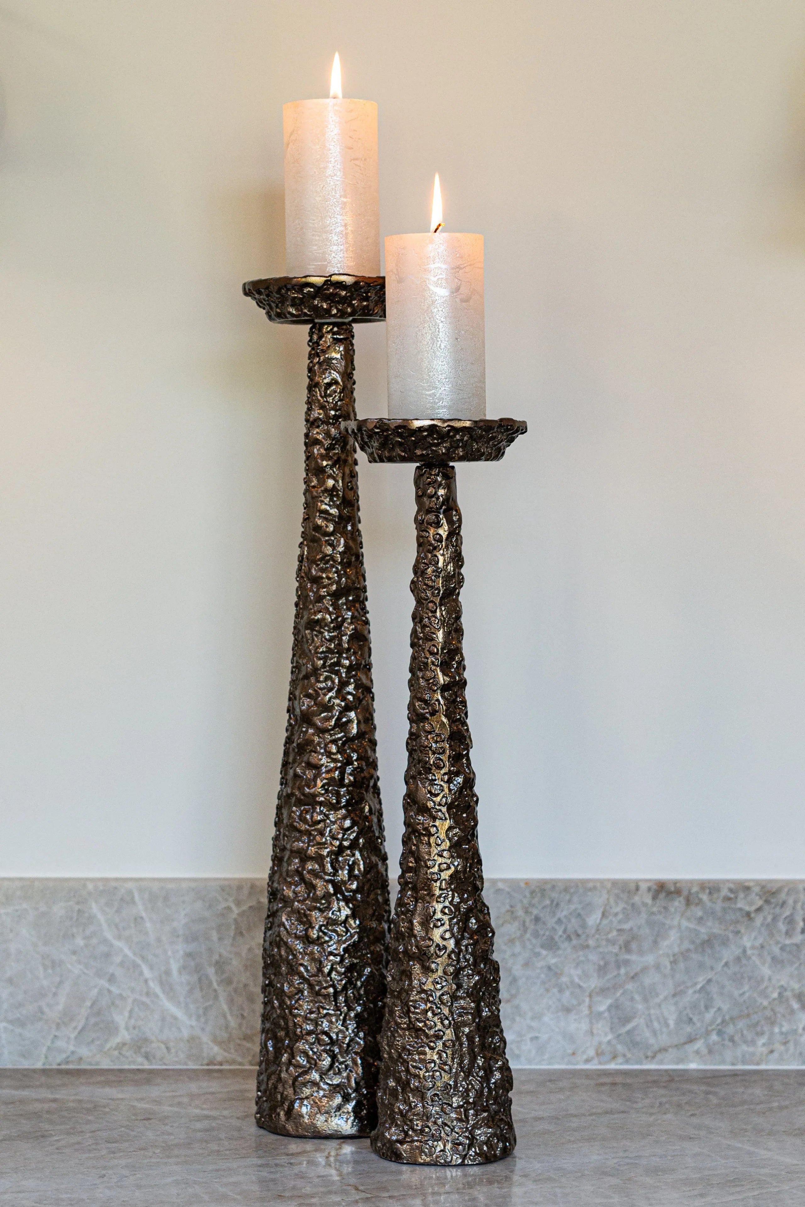 Richmond Interiors Moan Brushed Gold Candle Holder | Extra Large