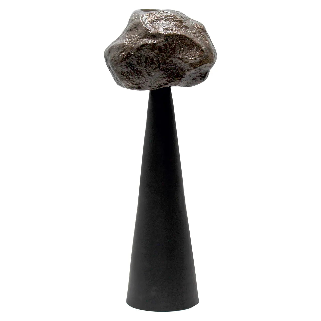 Richmond Interiors Moira Black & Bronze Rock Candle Holder | Large