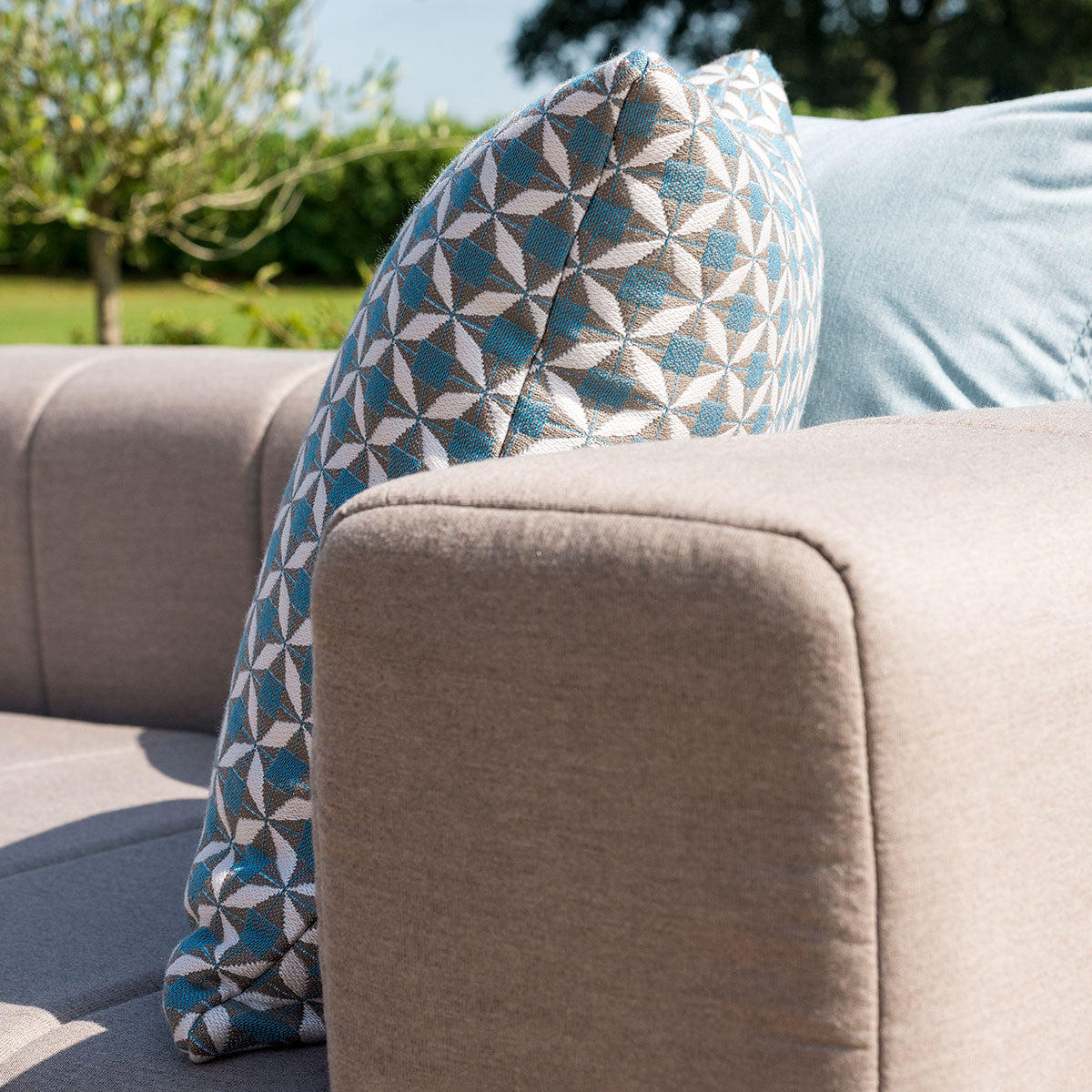 Set Of 2 Fabric Mosaic Blue Scatter Outdoor Square Cushion