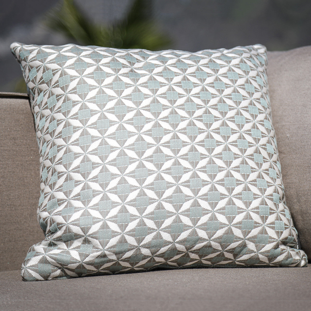 Set Of 2 Fabric Mosaic Glacier Blue Scatter Outdoor Square Cushion 43x43