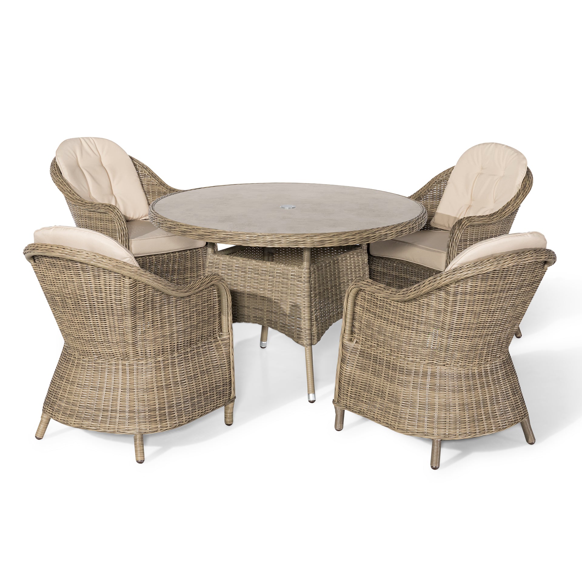 Winchester 4 Seater Round Dining Set with Heritage Chairs - Ceramic Glass