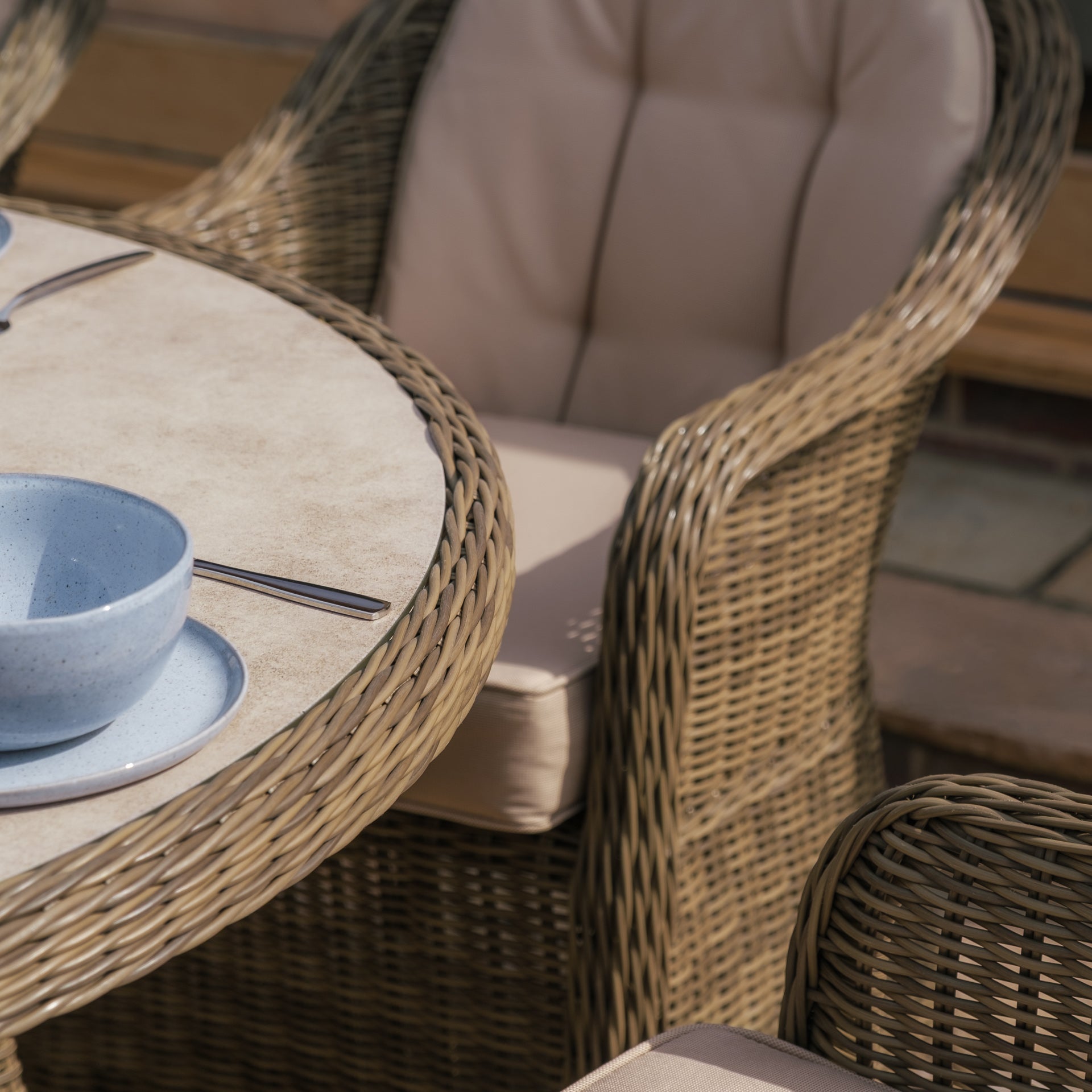 Winchester 6 Seater Oval Dining Set with Heritage Chairs & Lazy Susan - Ceramic Glass