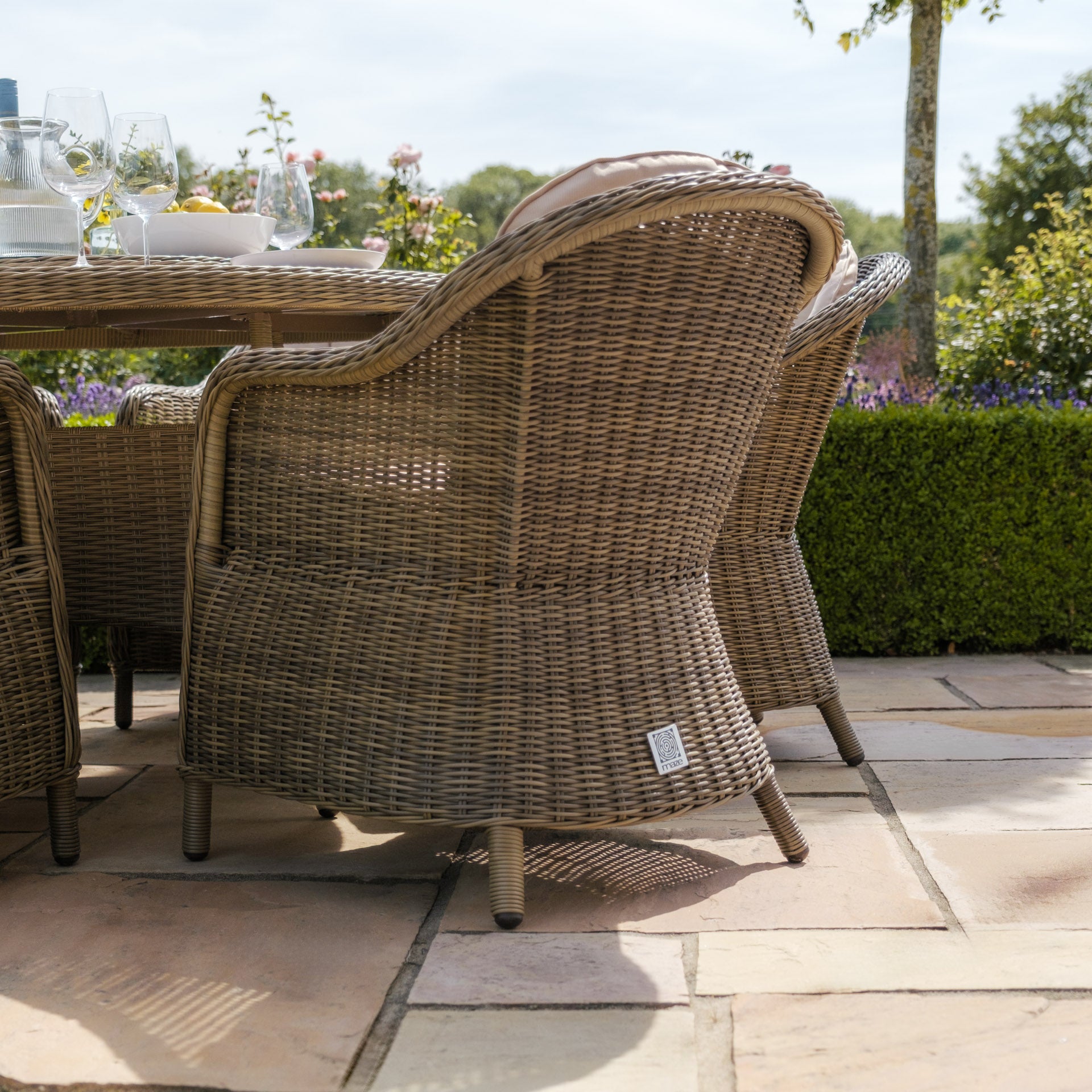 Winchester 6 Seater Oval Dining Set with Heritage Chairs & Lazy Susan - Ceramic Glass