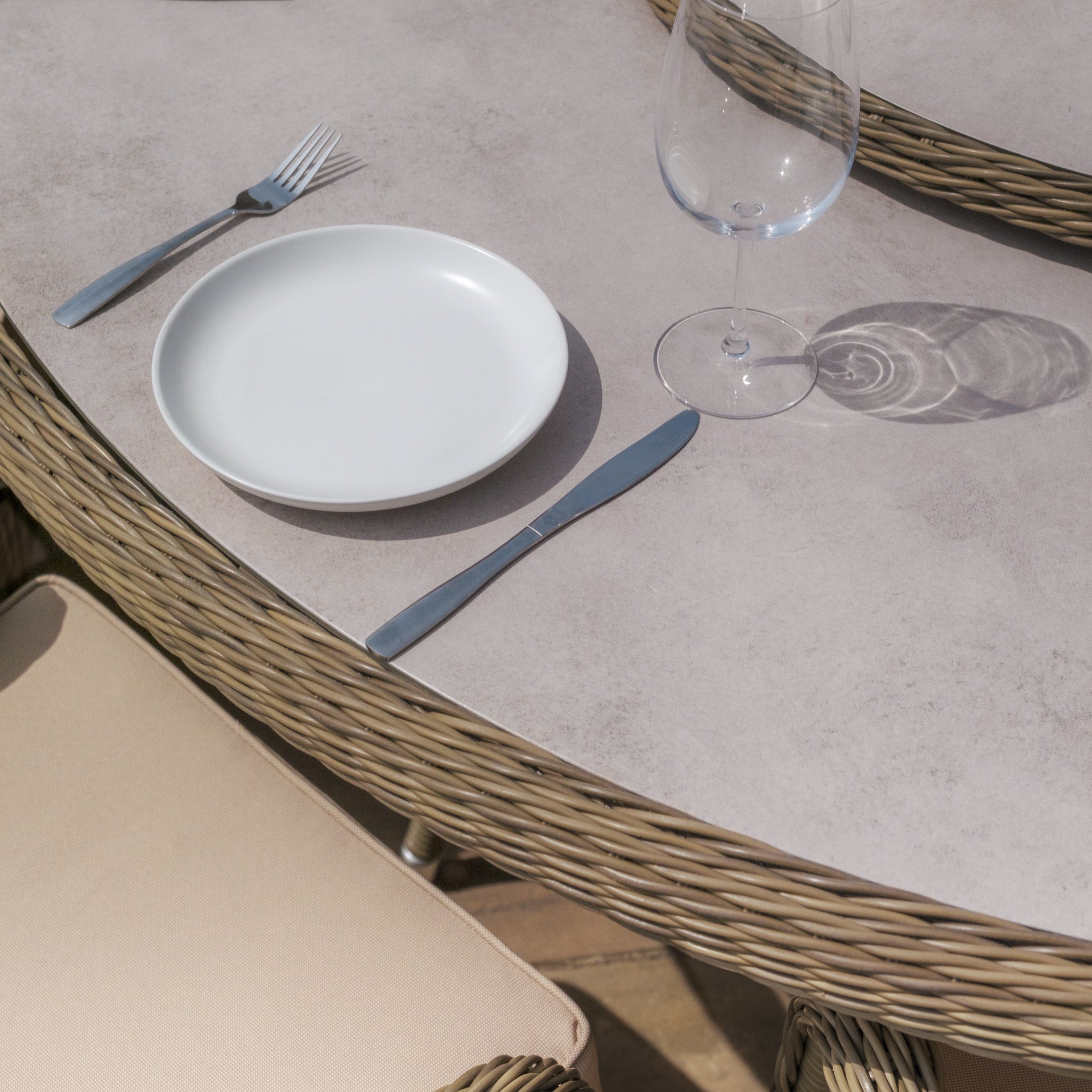Winchester 8 Seater Round Dining Set with Heritage Chairs & Lazy Susan - Ceramic Glass