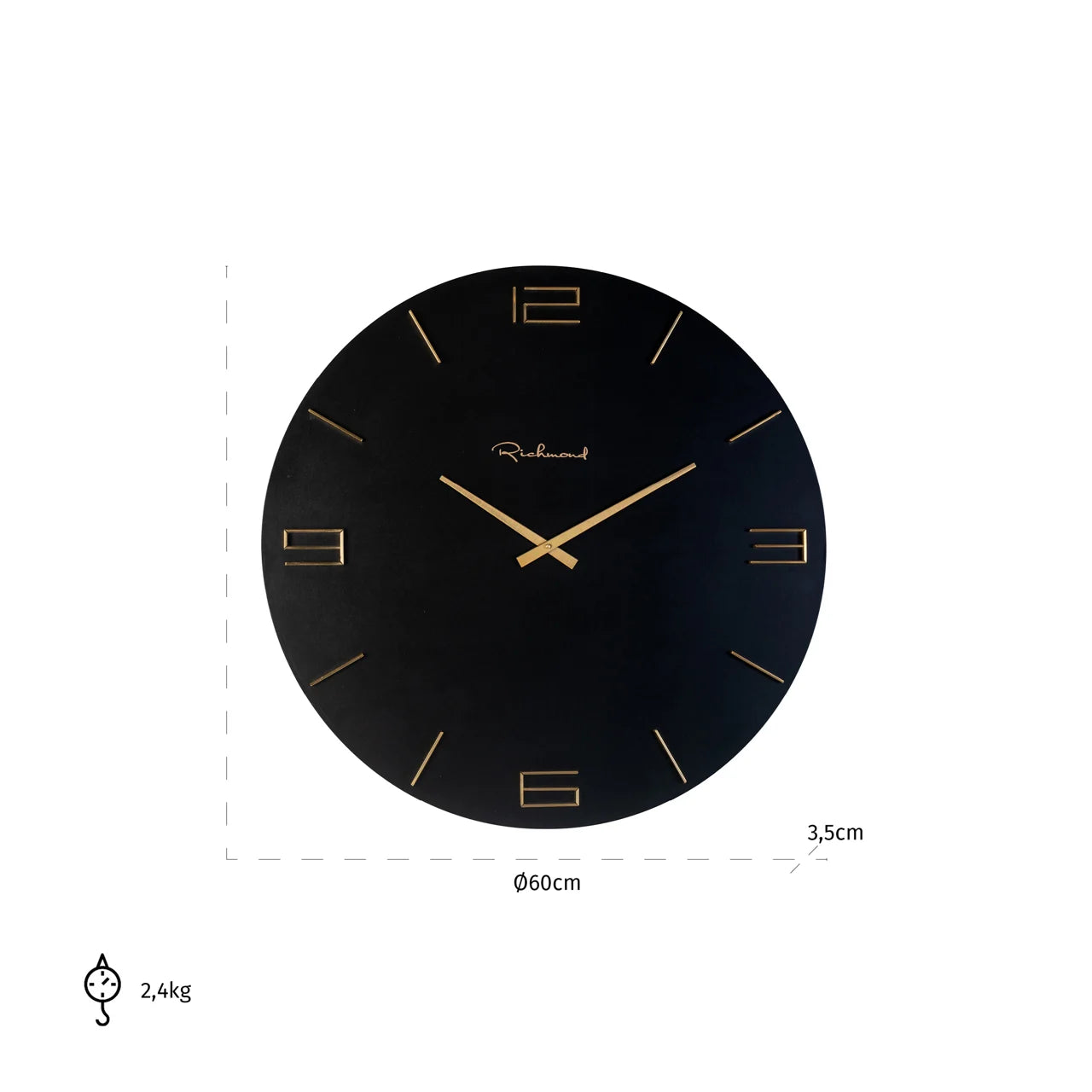 Richmond Interiors Byram Black & Gold Round Wall Clock