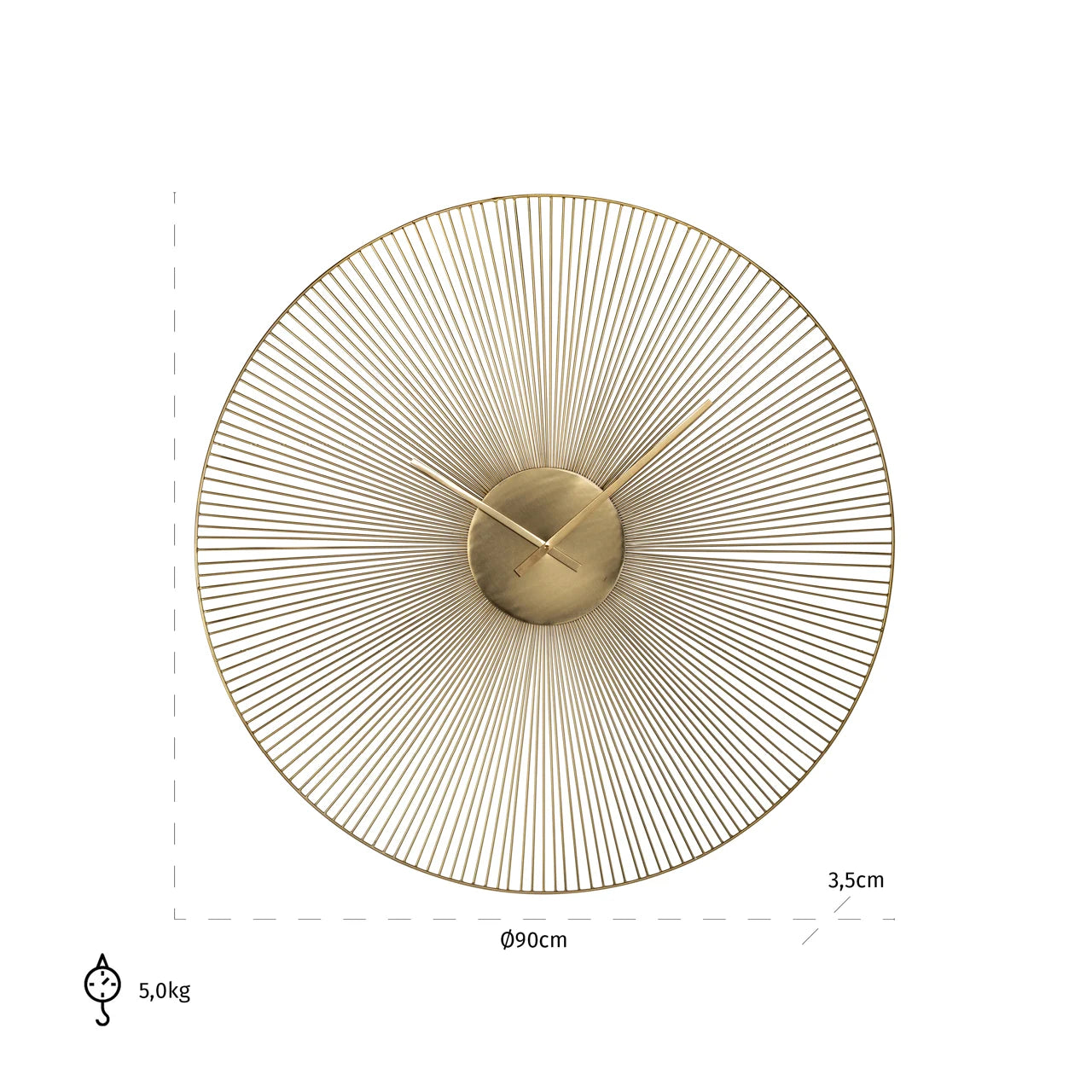 Richmond Interiors Aubrey Gold Spoke Round Wall Clock
