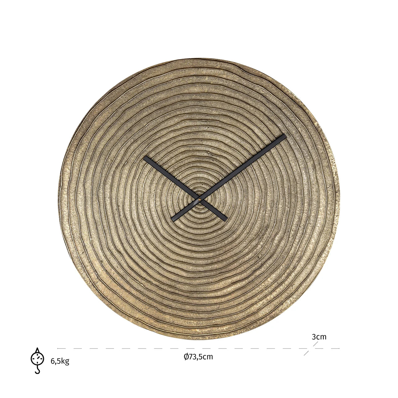 Richmond Interiors Roann Textured Gold Ripple Round Wall Clock