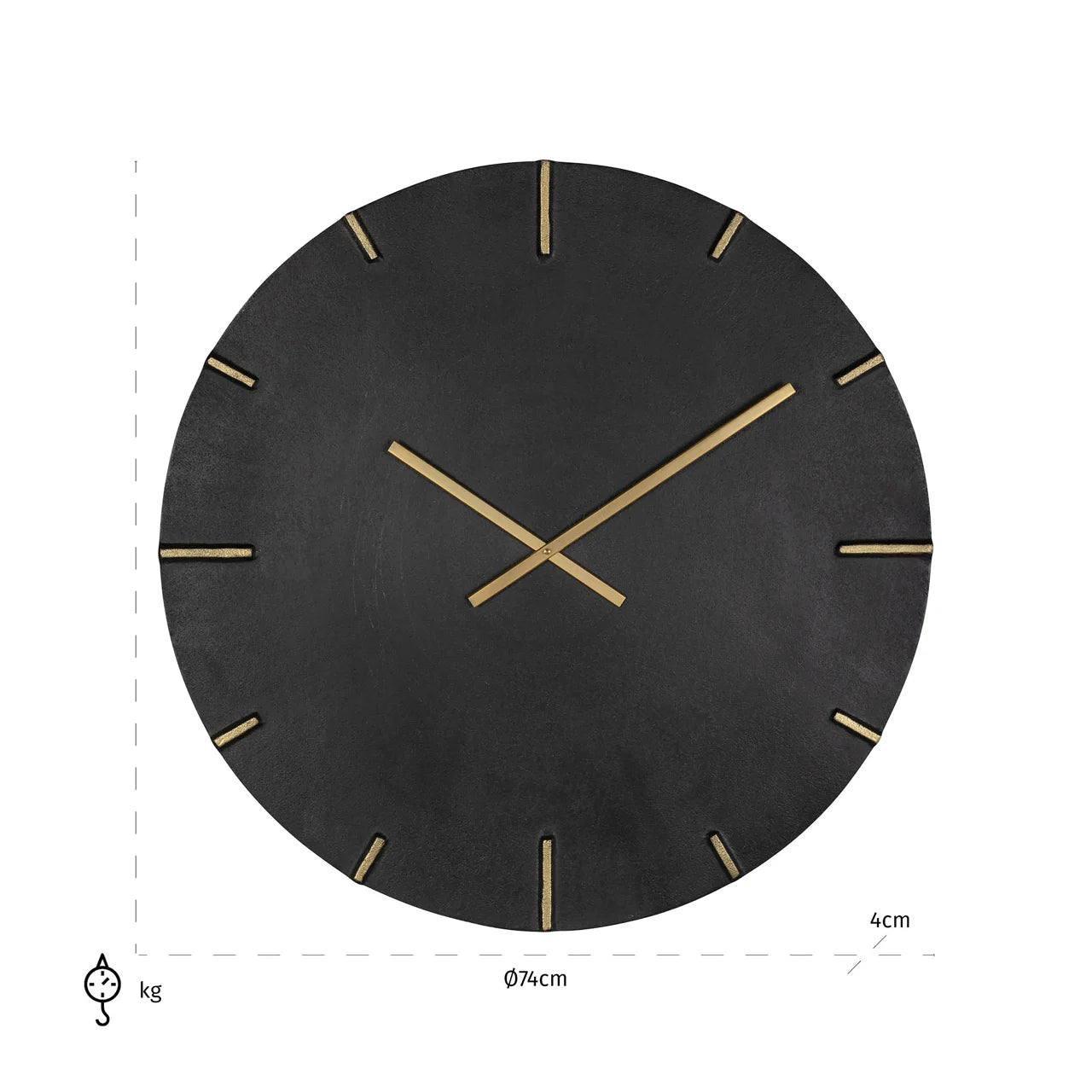 Richmond Interiors Bilal Black Metal & Gold Round Wall Clock