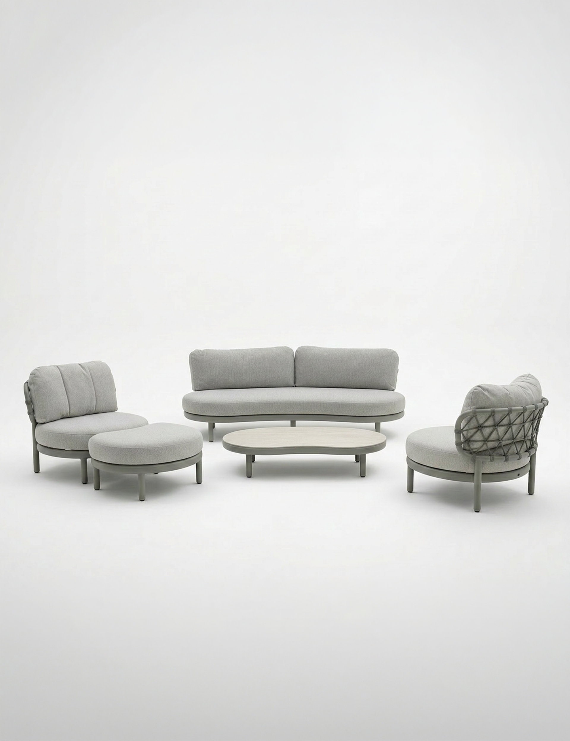 Soren 5 Seater Grey Lounging Set with Coffee Table & Footstool