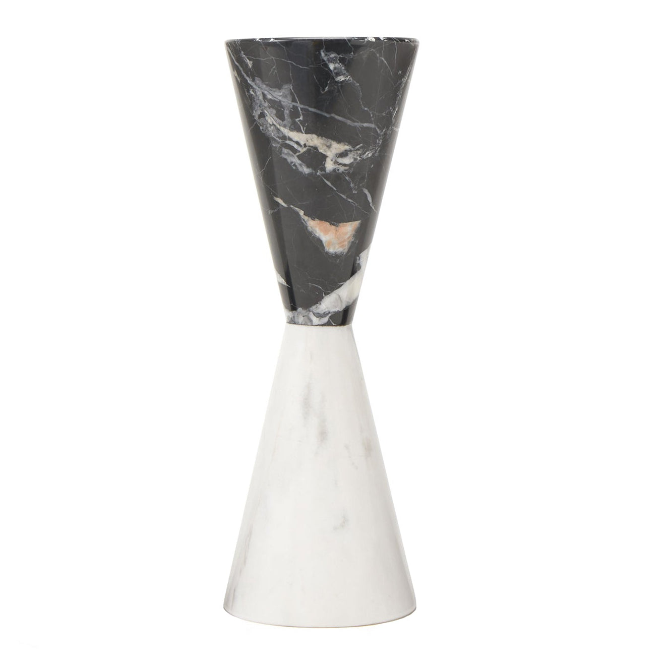 Bond Single Black & White Marble Candle Holder