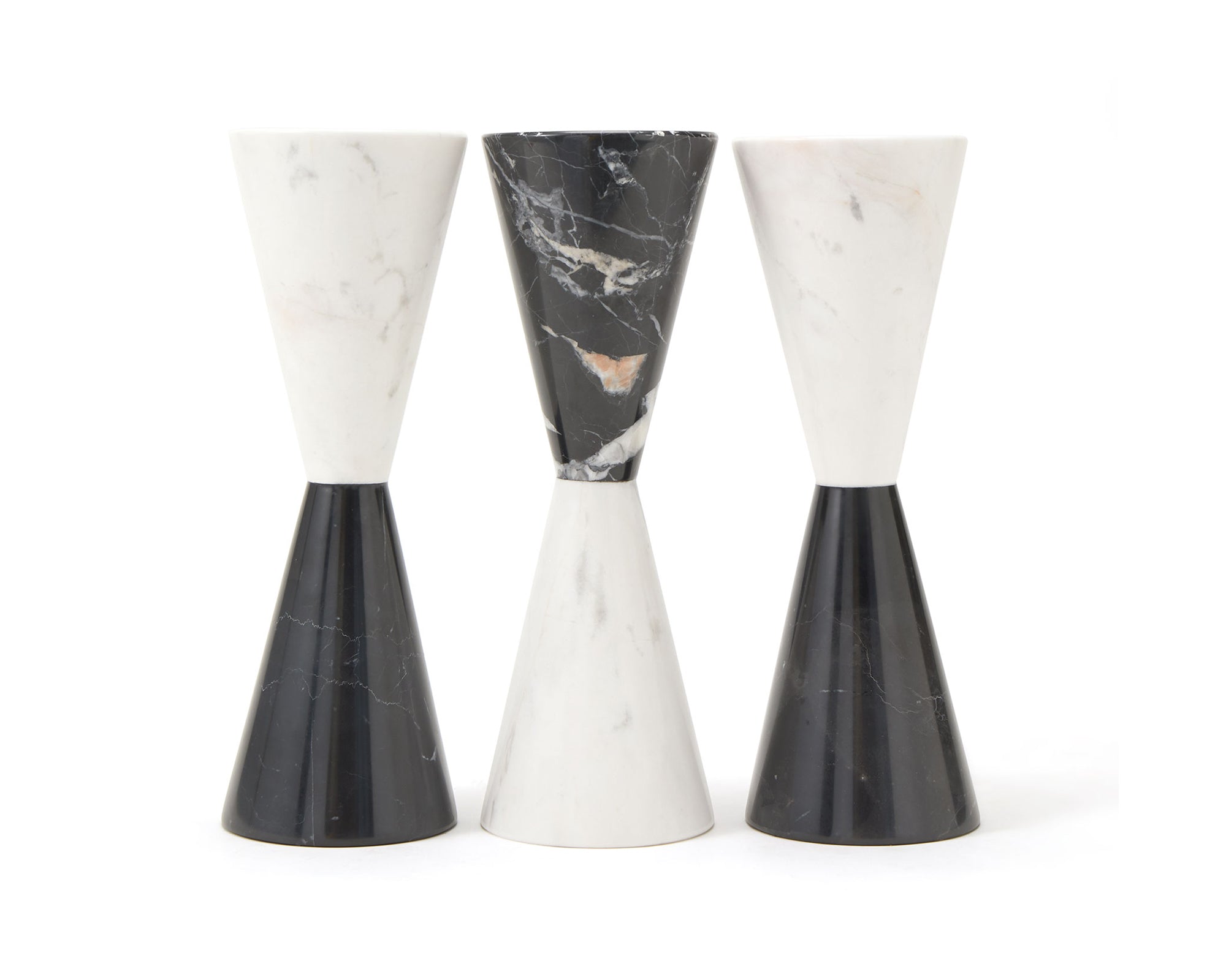 Bond Single Candle Holder - Black & White Marble