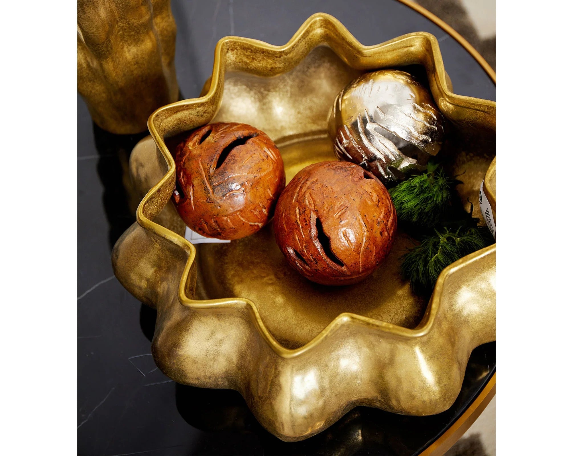 Monza Gold Ridged Ceramic Bowl