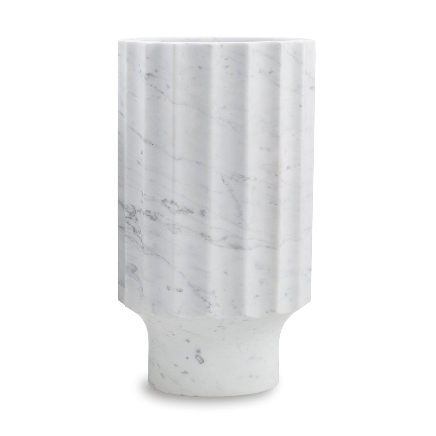 Marmo Natural White Marble Fluted Vase I