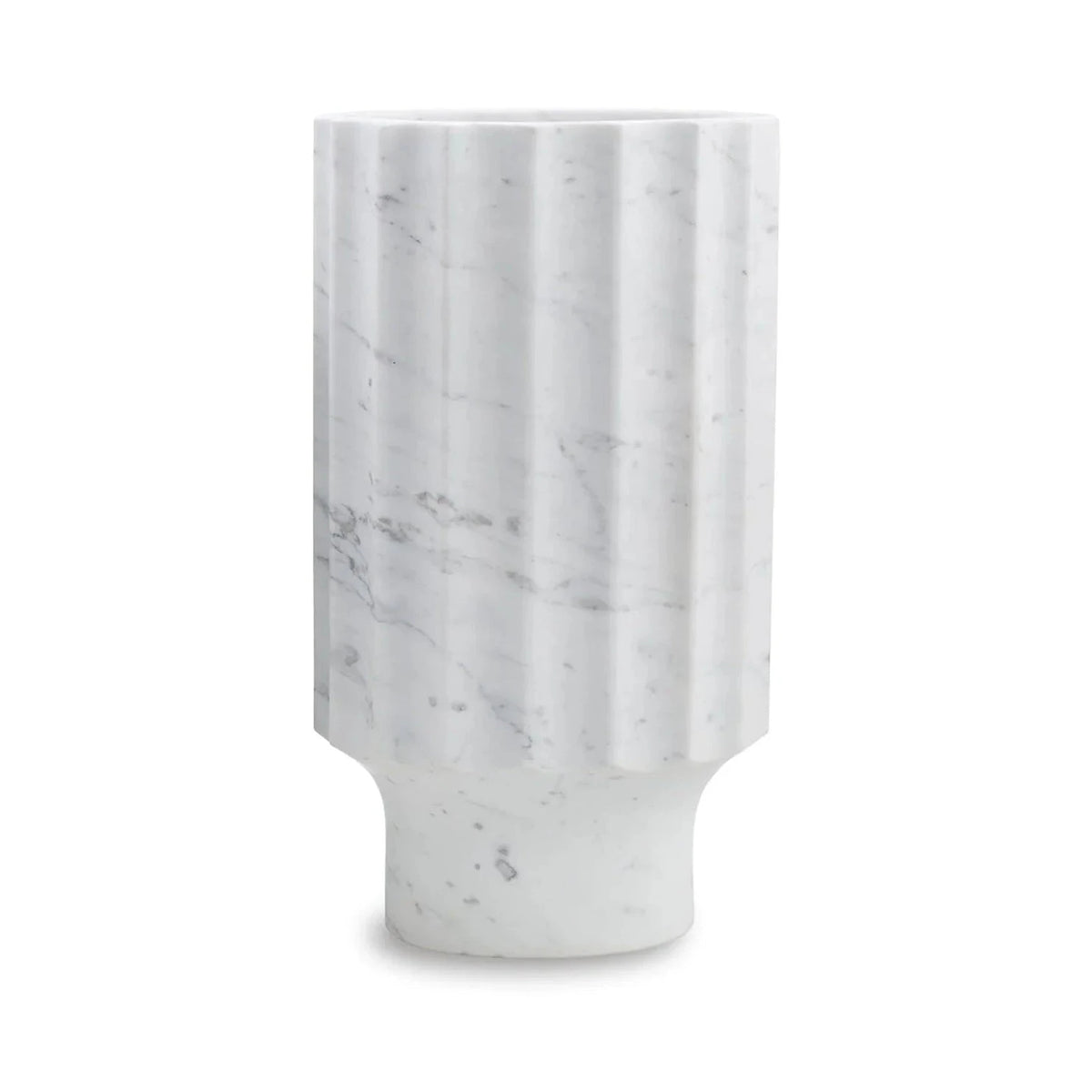 Marmo I Natural White Marble Fluted Vase