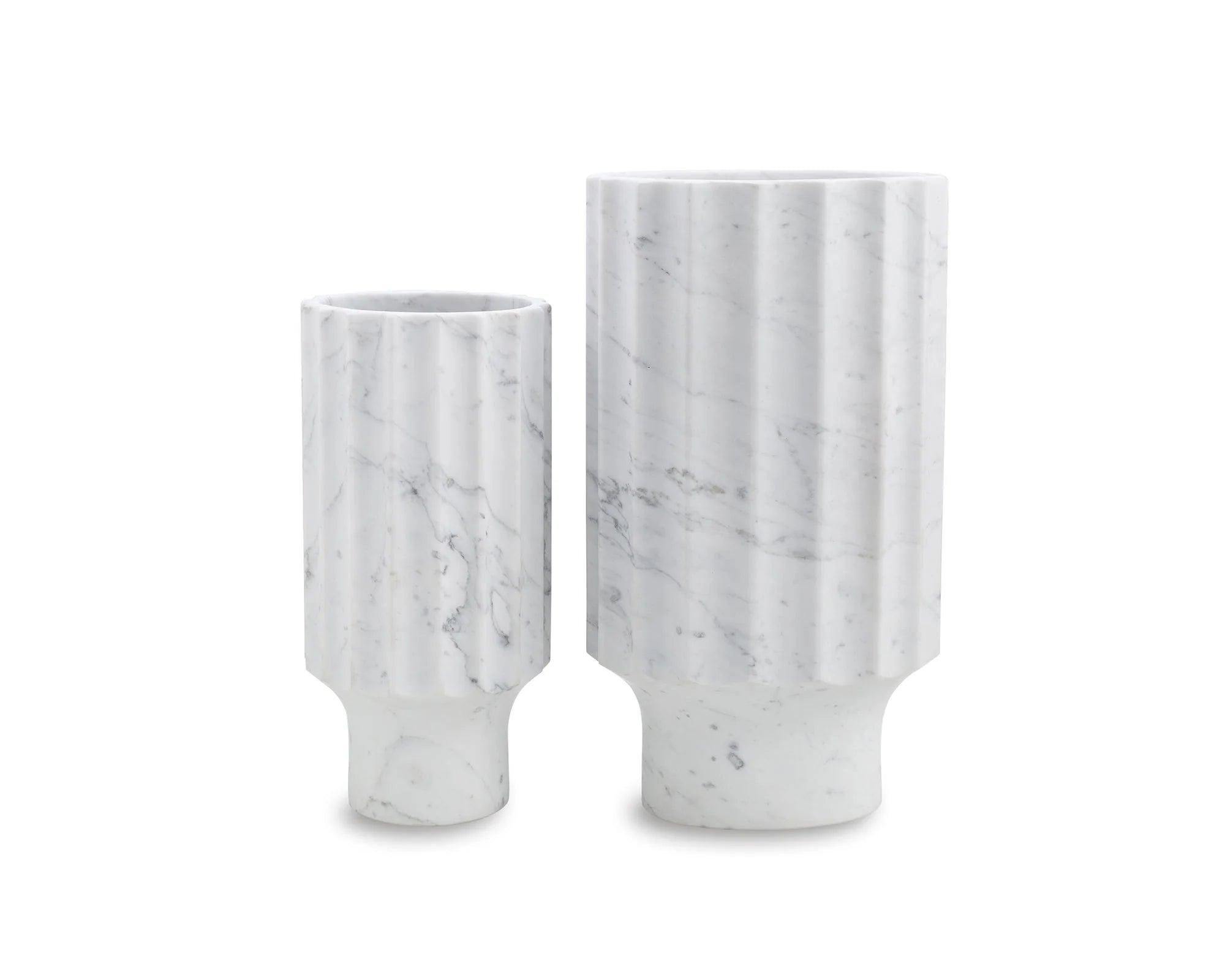 Marmo I Natural White Marble Fluted Vase