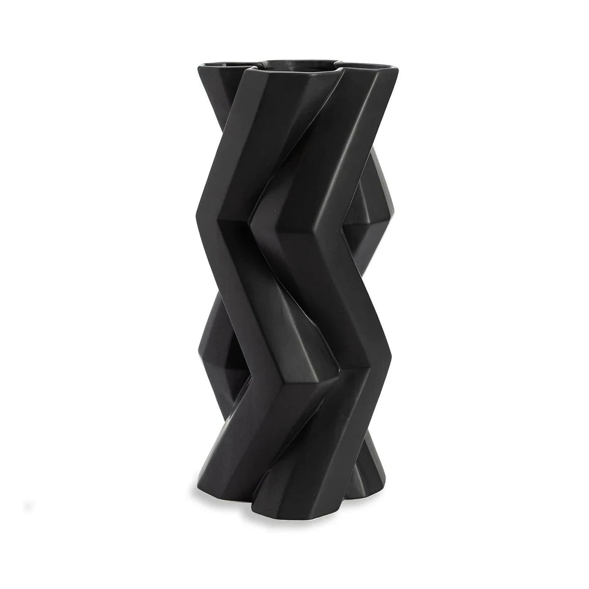 Boccio Black Ceramic Geometric Vase