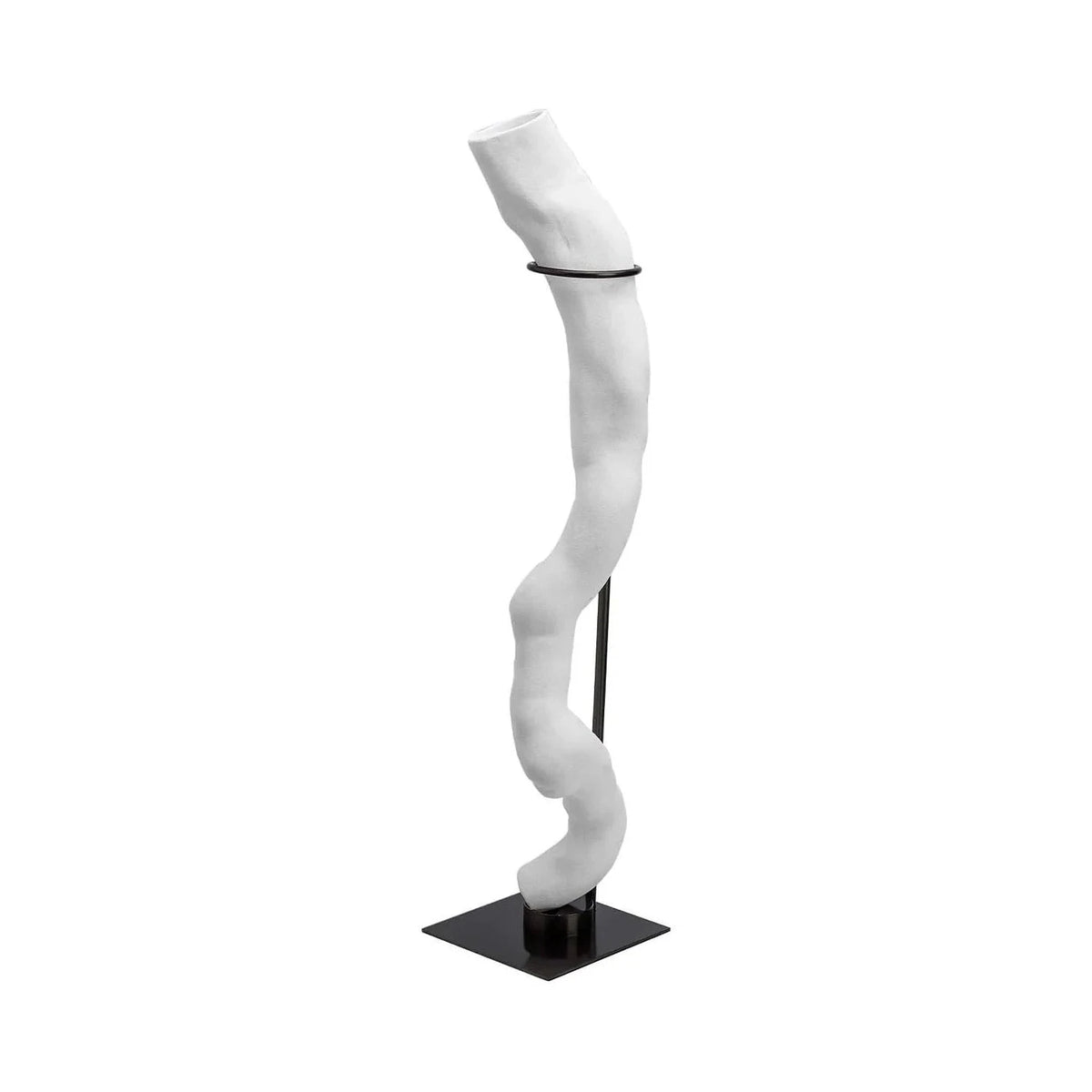 Flotte II Small White Ceramic & Black Steel Driftwood Sculpture