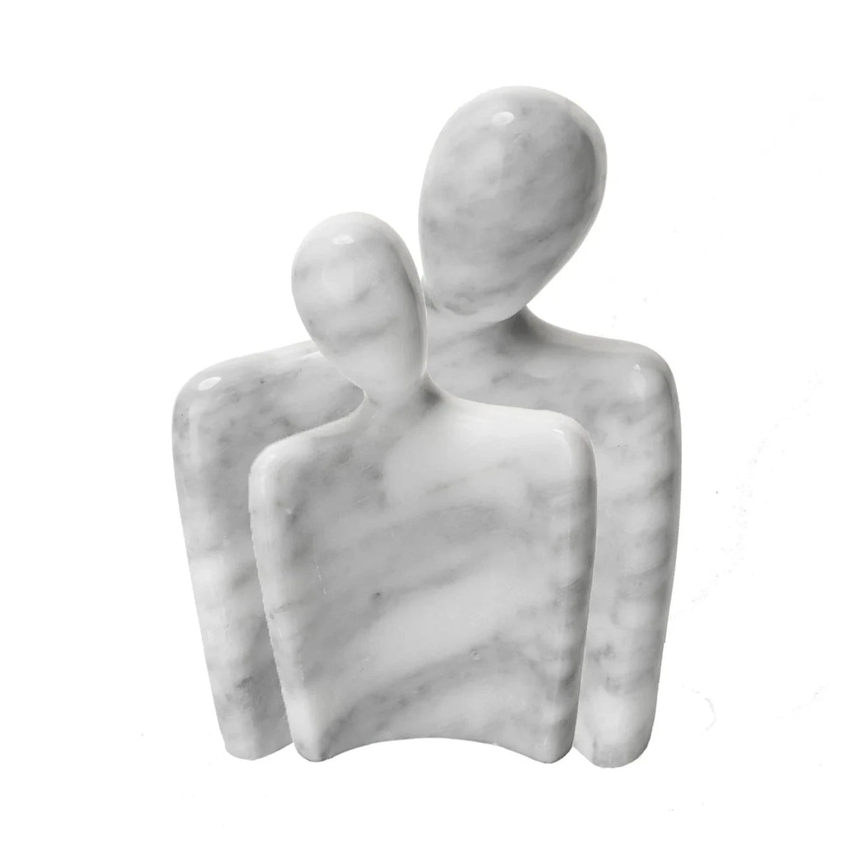 Set of 2 Leon White Marble Abstract Sculptures
