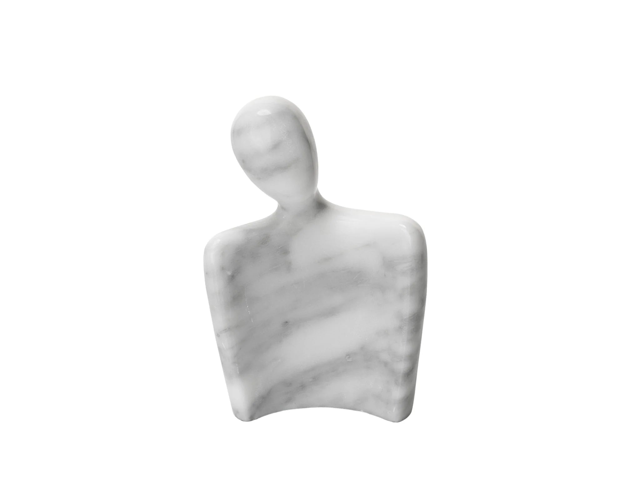 Set of 2 Leon White Marble Abstract Sculptures