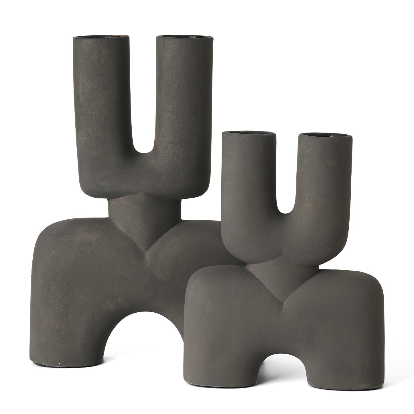 Set of 2 Agnes Grey Ceramic Vases