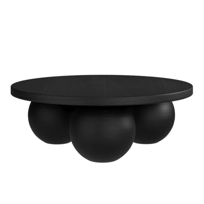 Kenji Matte Black Wood Round Coffee Table