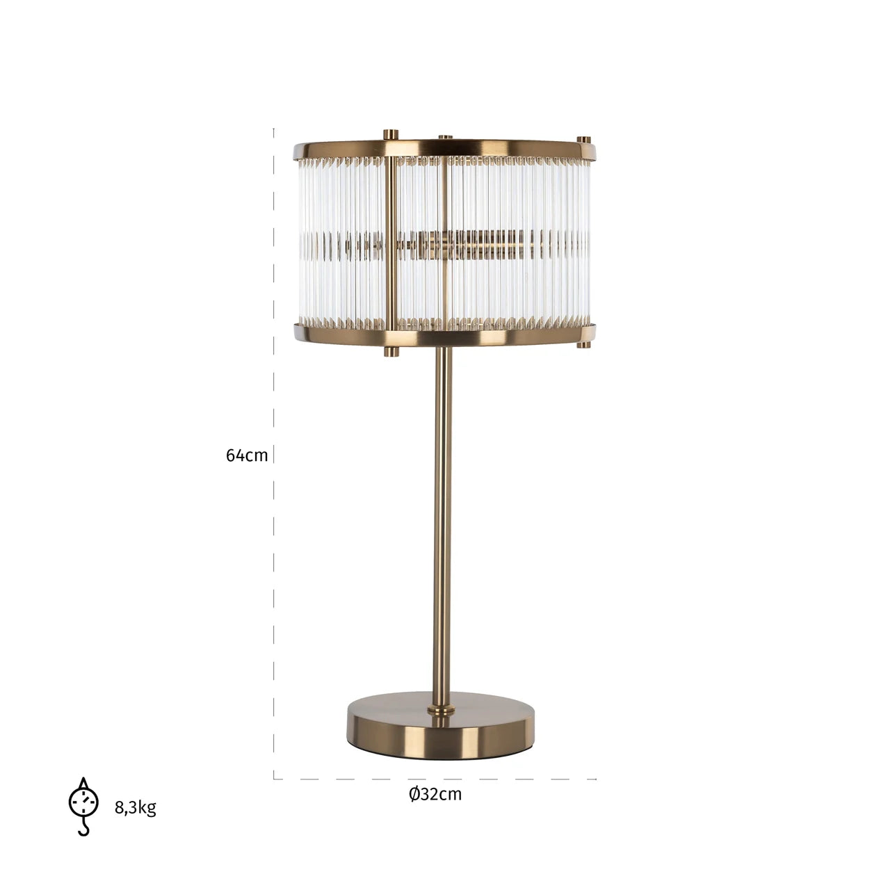Richmond Interiors Loiza Brushed Gold & Glass Table Lamp