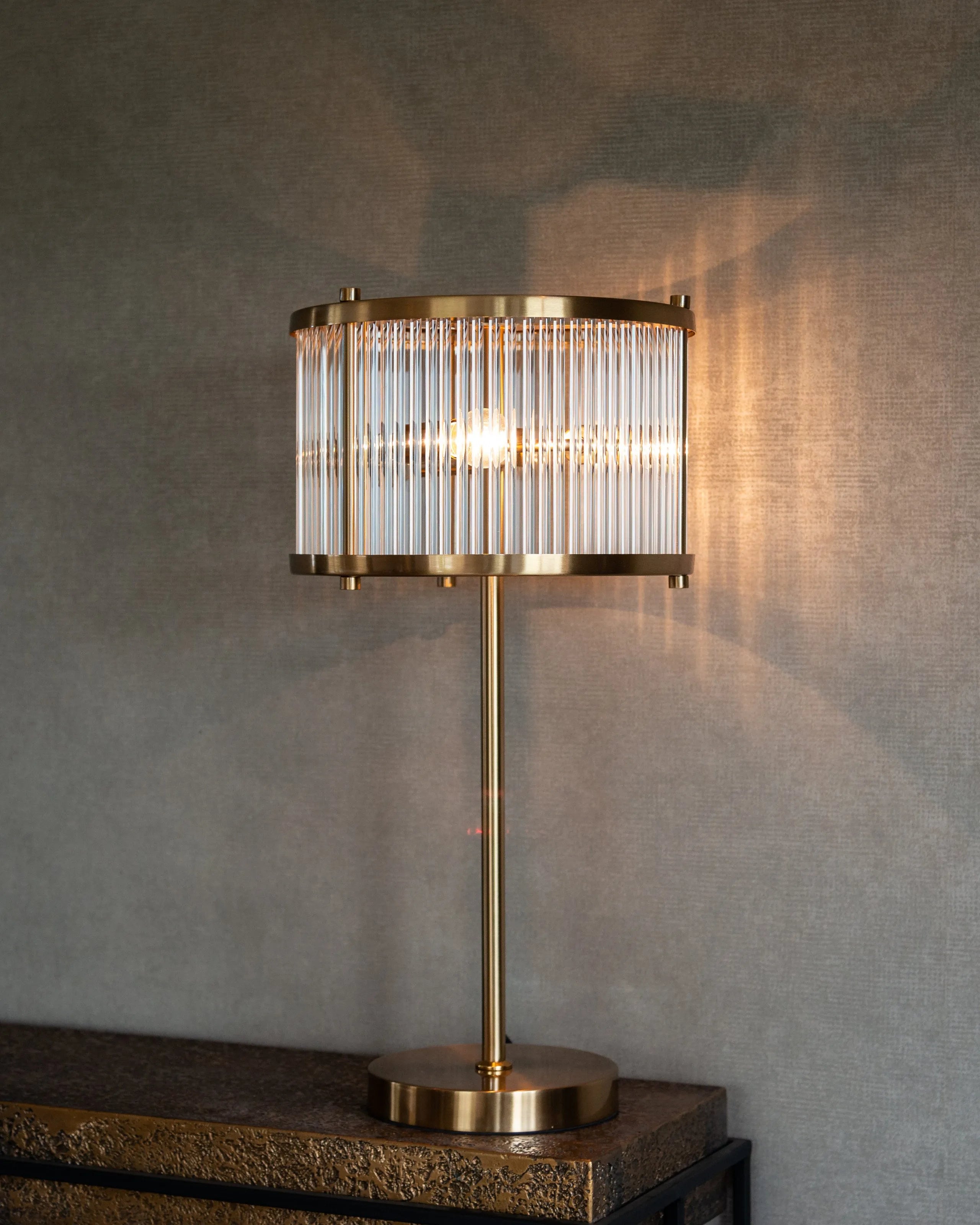 Richmond Interiors Loiza Brushed Gold & Glass Table Lamp