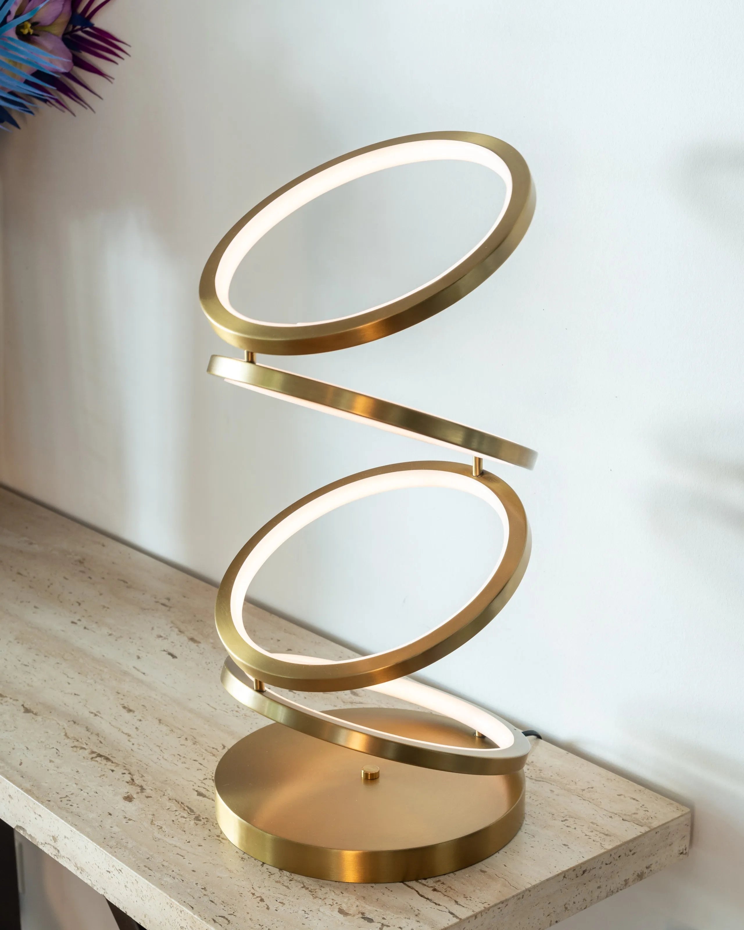 Richmond Interiors Jaimin Brushed Gold Stacked Rings Led Table Lamp