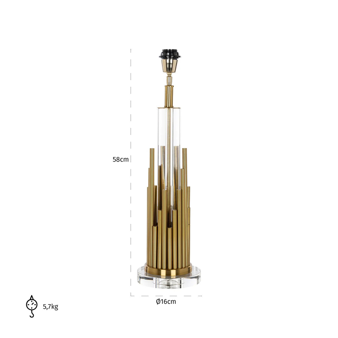 Richmond Interiors Dex Brushed Gold Organ Table Lamp