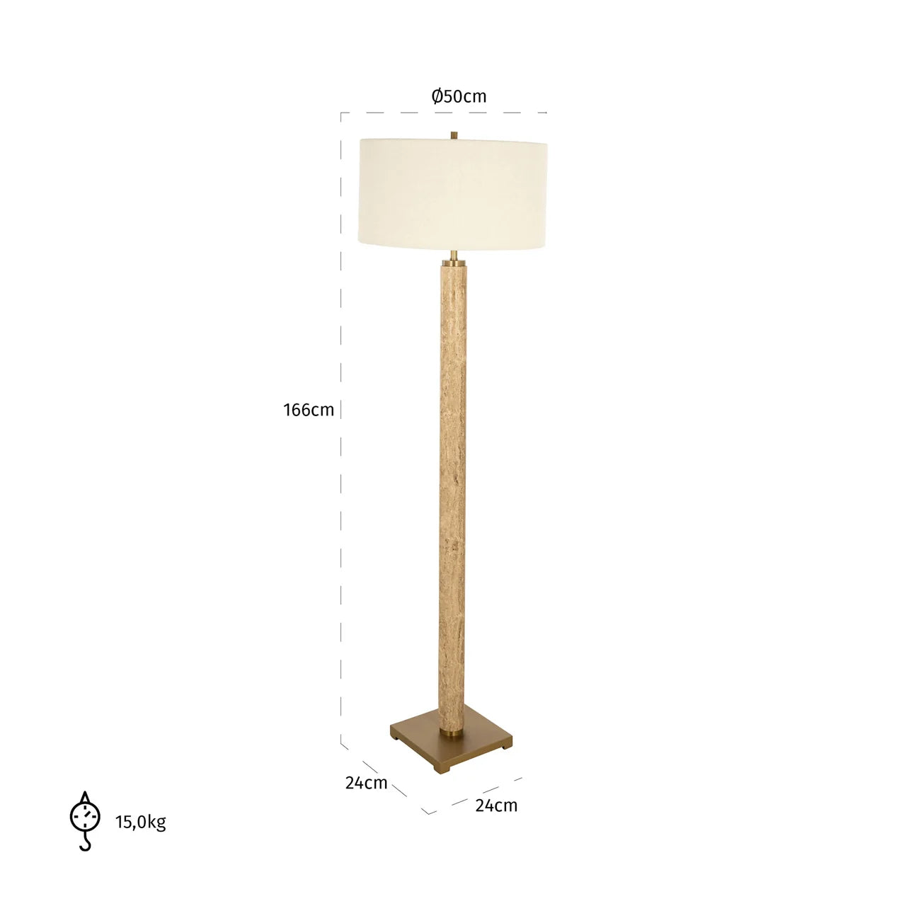 Richmond Interiors Lorén Cream Travertine Marble Floor Lamp