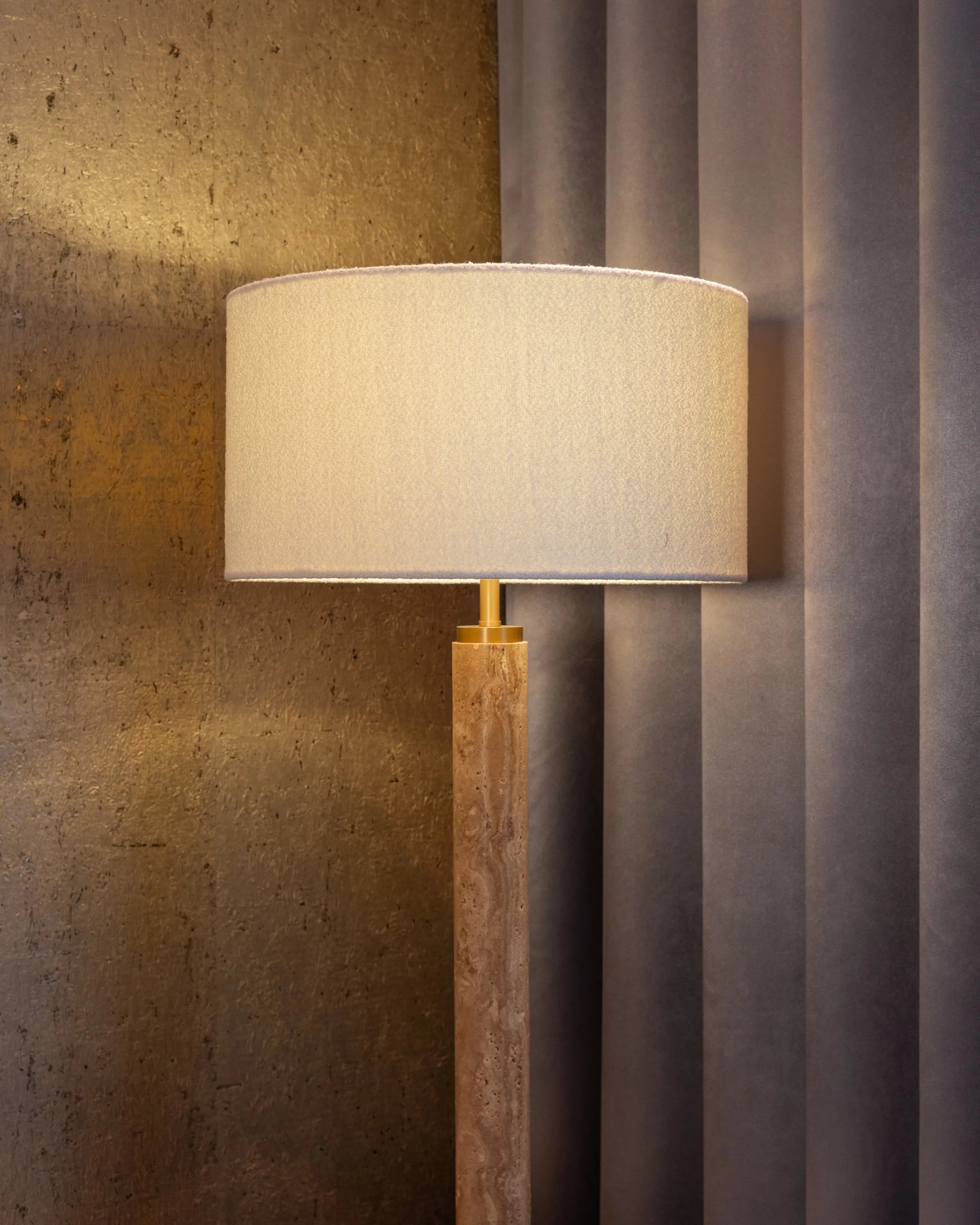 Richmond Interiors Lorén Cream Travertine Marble Floor Lamp