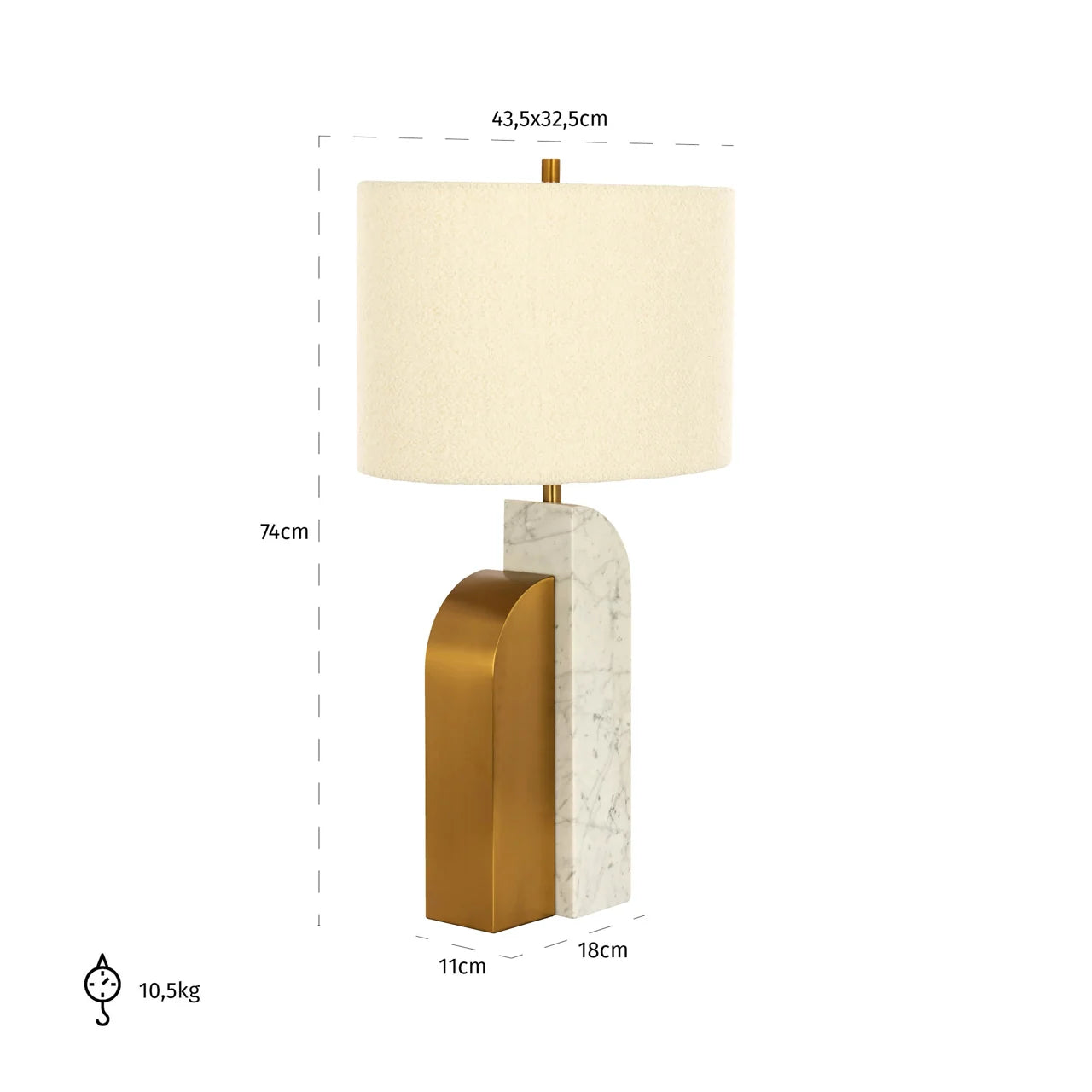 Richmond Interiors Liliana White Marble & Gold Table Lamp