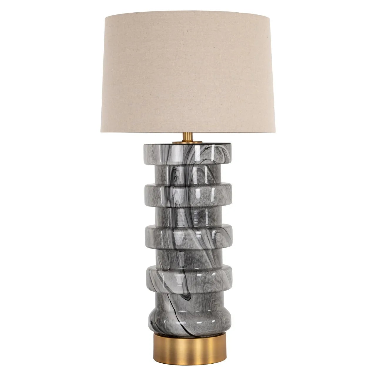 Richmond Interiors Jaylee Grey Marble Stacked Table Lamp