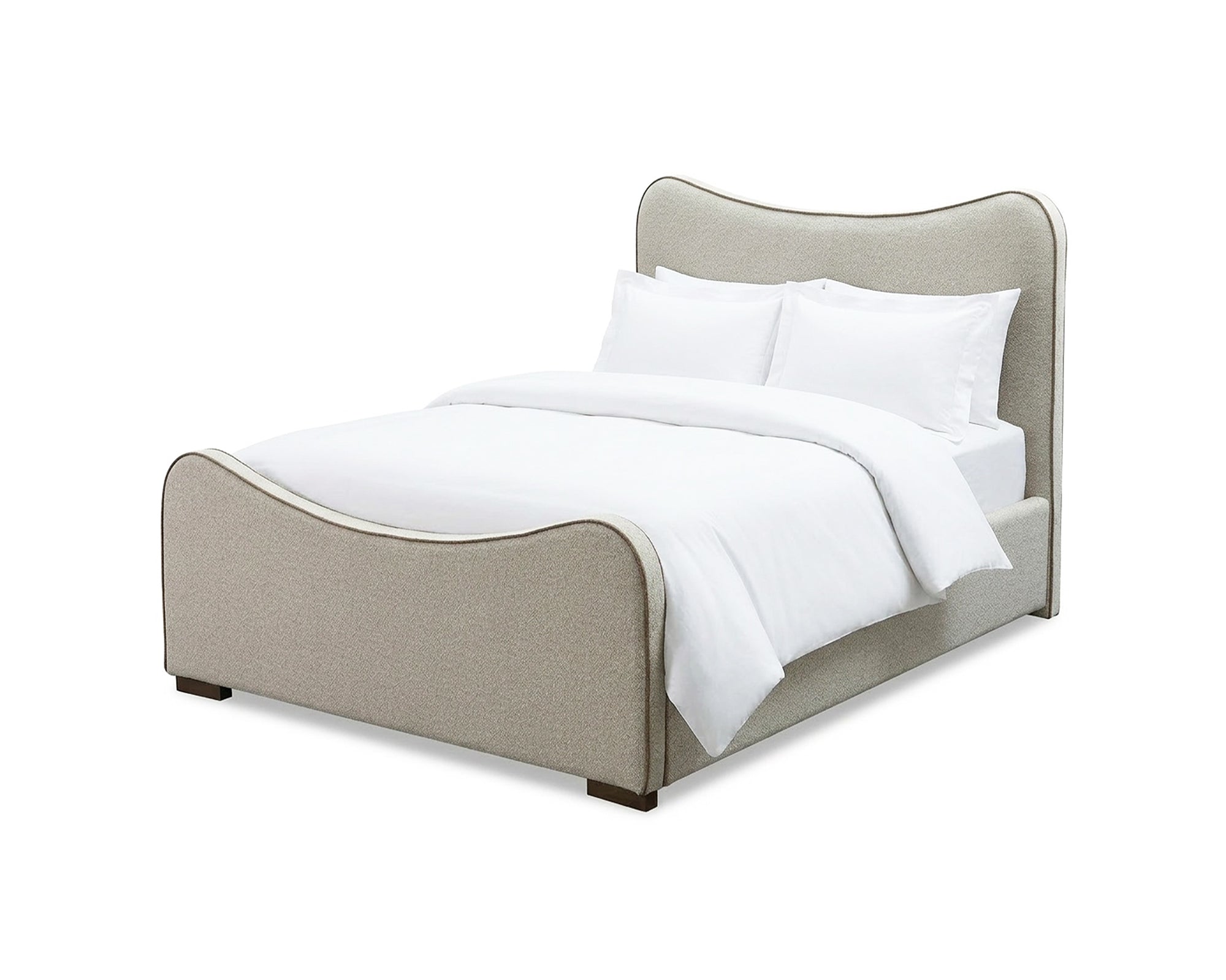 Caleta King Size Bed - Capella Sand & Fennel Seed Piping