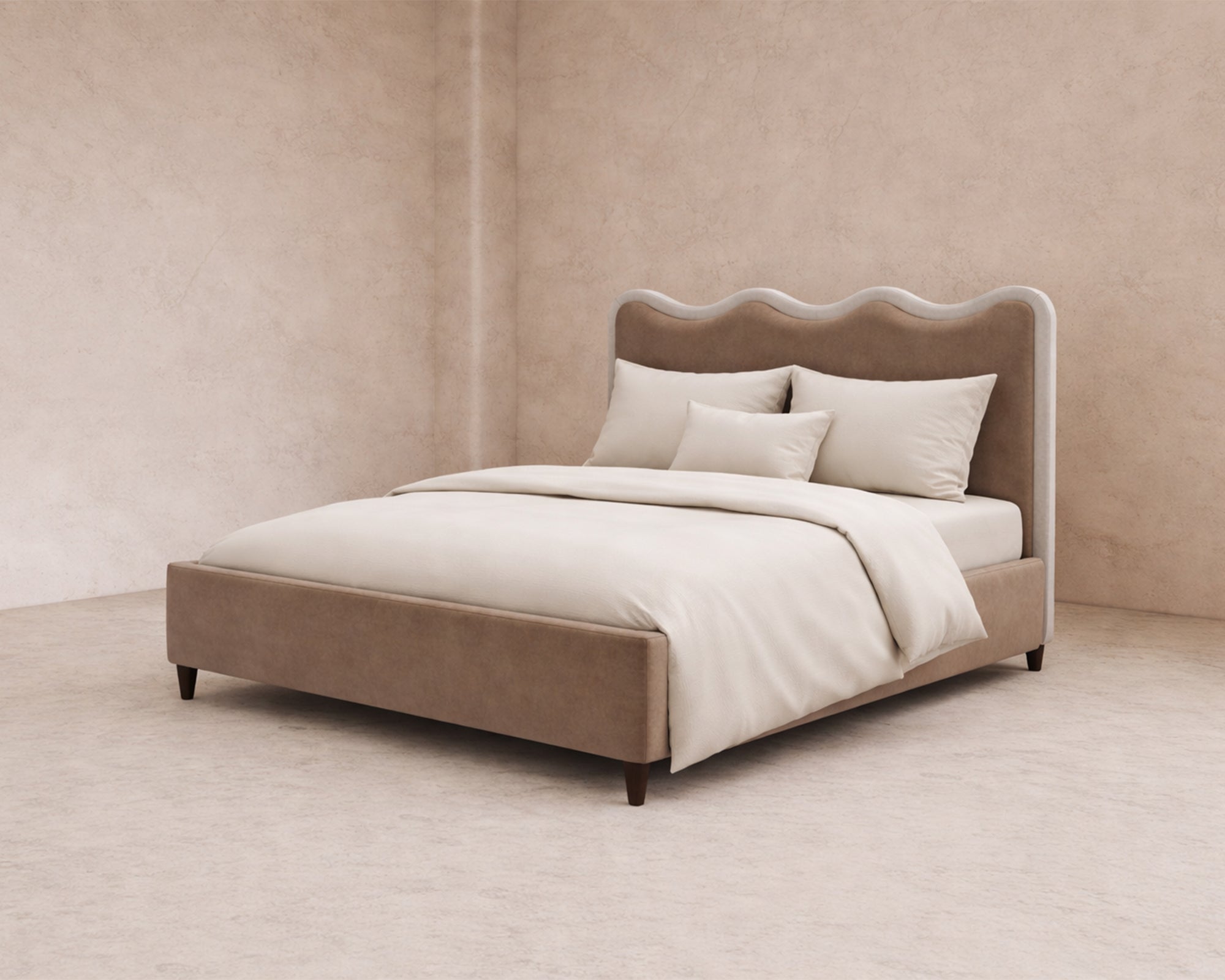 Palermo King Size Bed - Hopper Taupe & Cream Border
