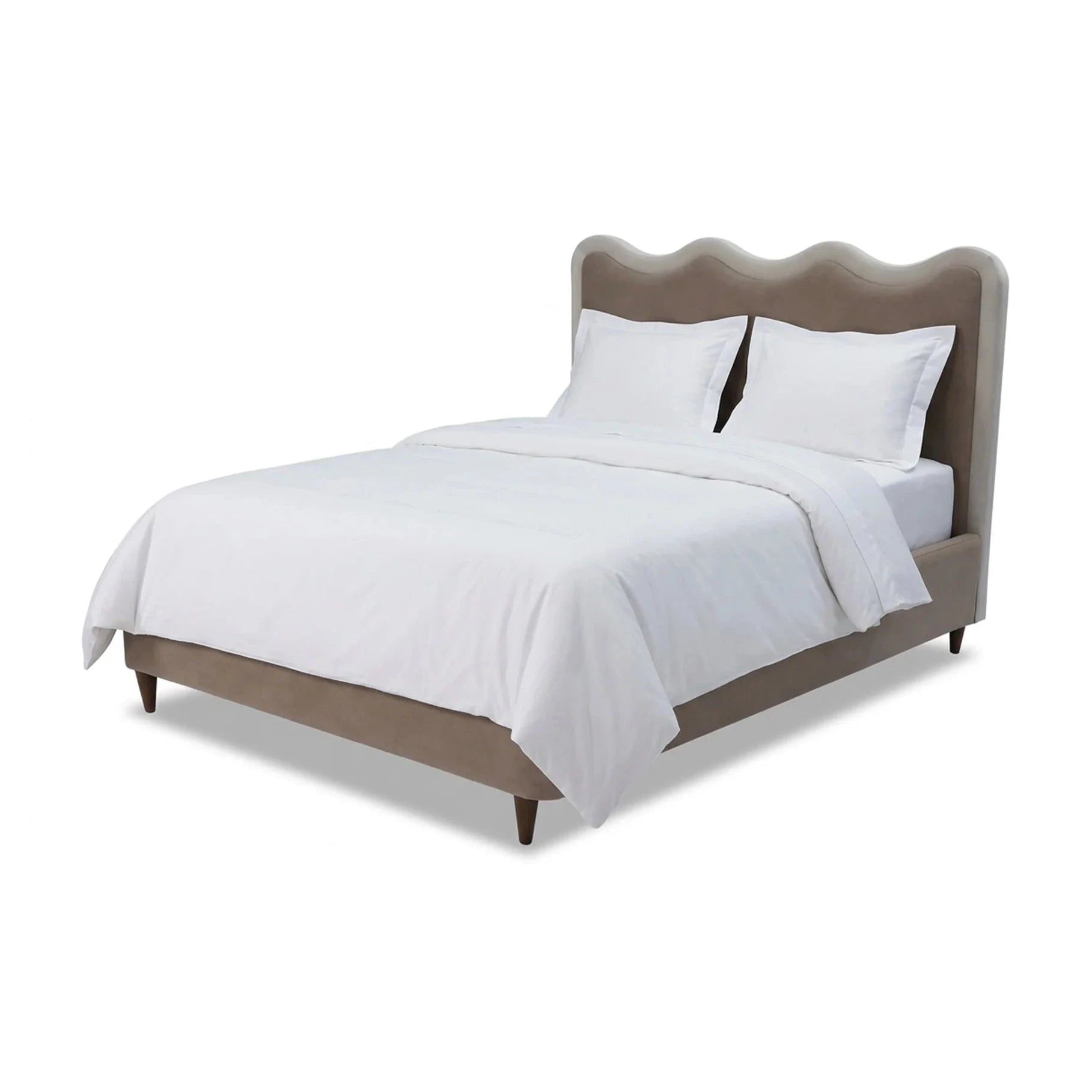 Palermo Hopper Taupe Velvet & Cream Border Bed King Size