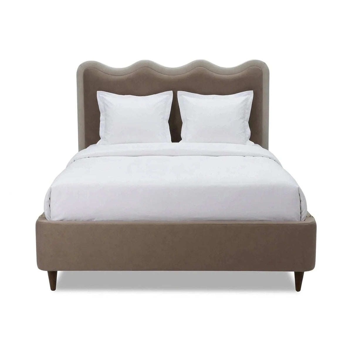 Palermo Hopper Taupe Velvet & Cream Border Bed King Size