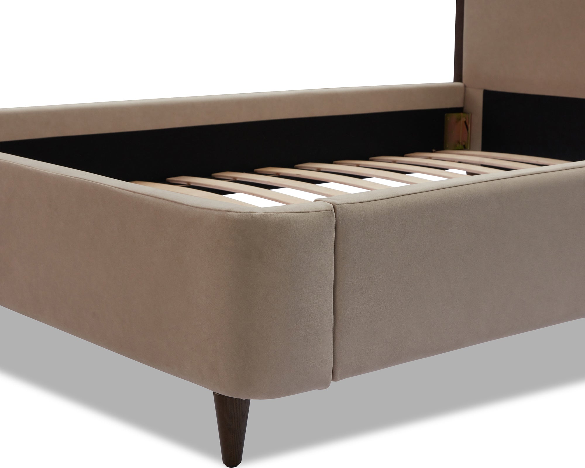Palermo King Size Bed - Hopper Desert with Hopper Terra Border - Dark Brown Solid Wood