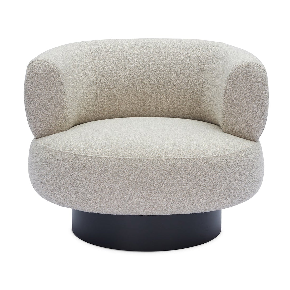 Redeo Capella Sand Chenille & Matt Black Metal Swivel Armchair