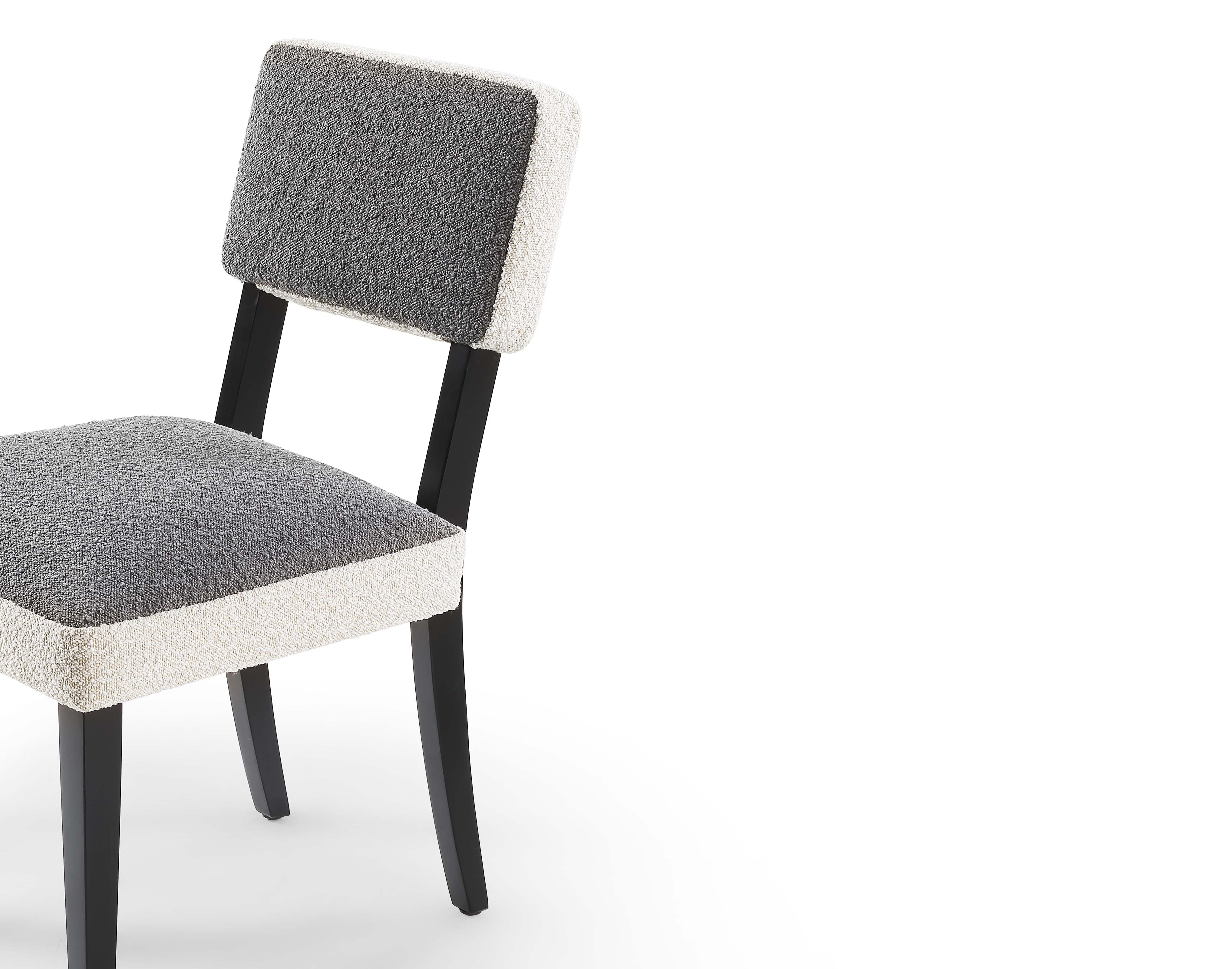 Alfama Dining Chair - Sand Cream & Graphic Grey Boucle