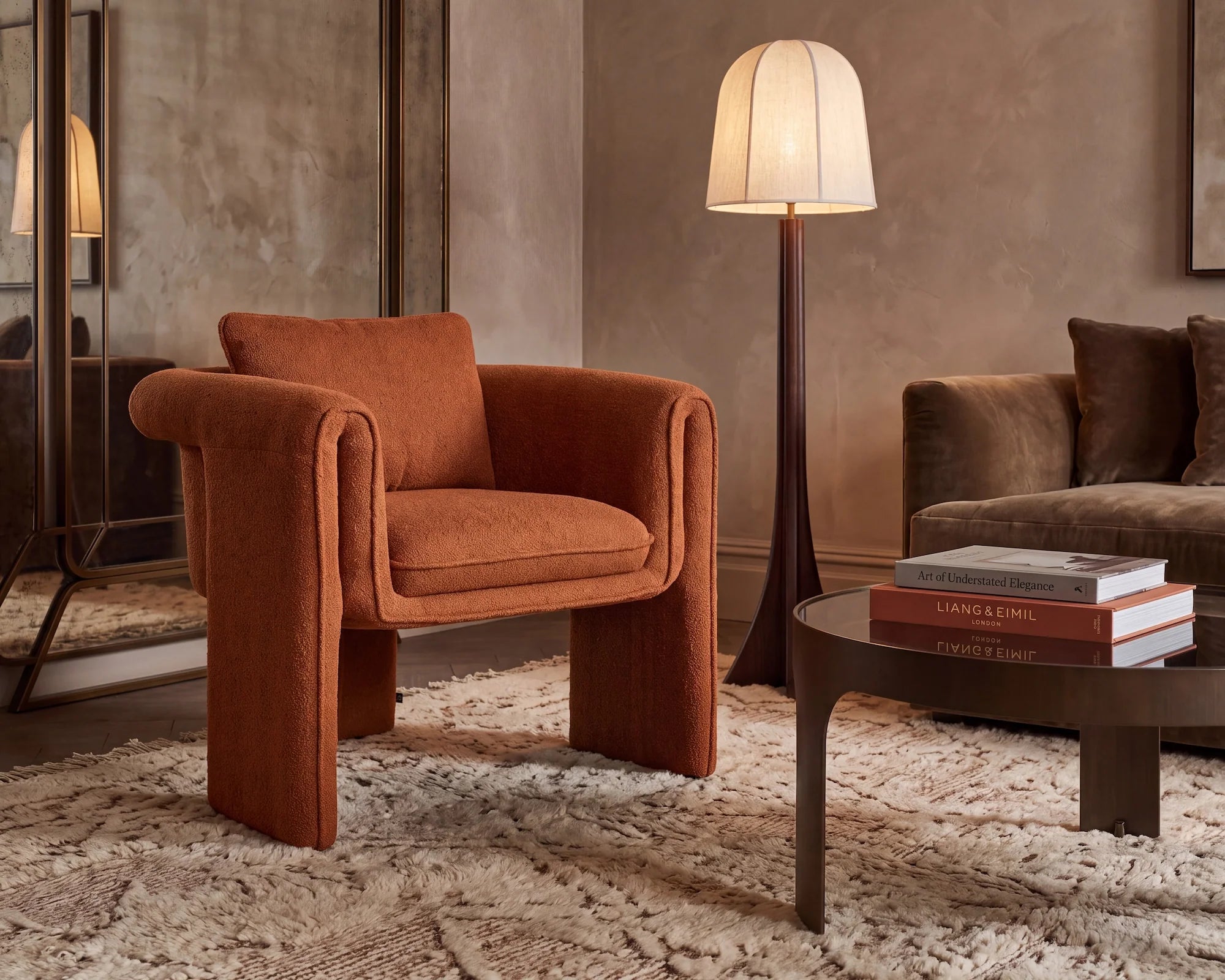 Bloom Lander Rust Chenille Armchair