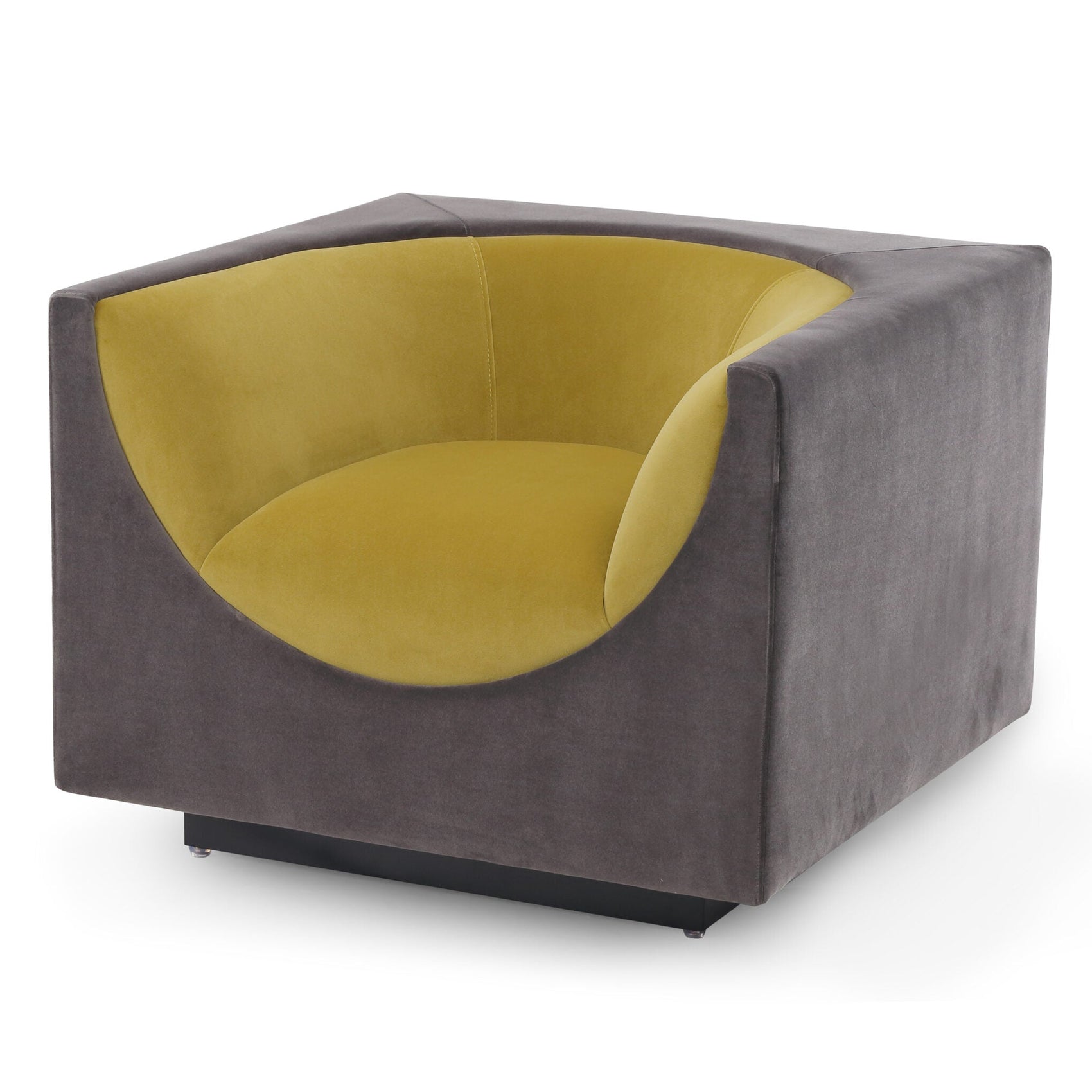 Era Kaster Slate & Mustard Velvet Armchair