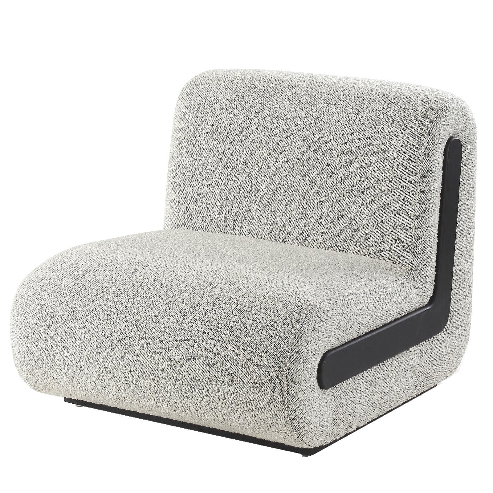 Bola Whisk Grey Boucle & Black Armchair