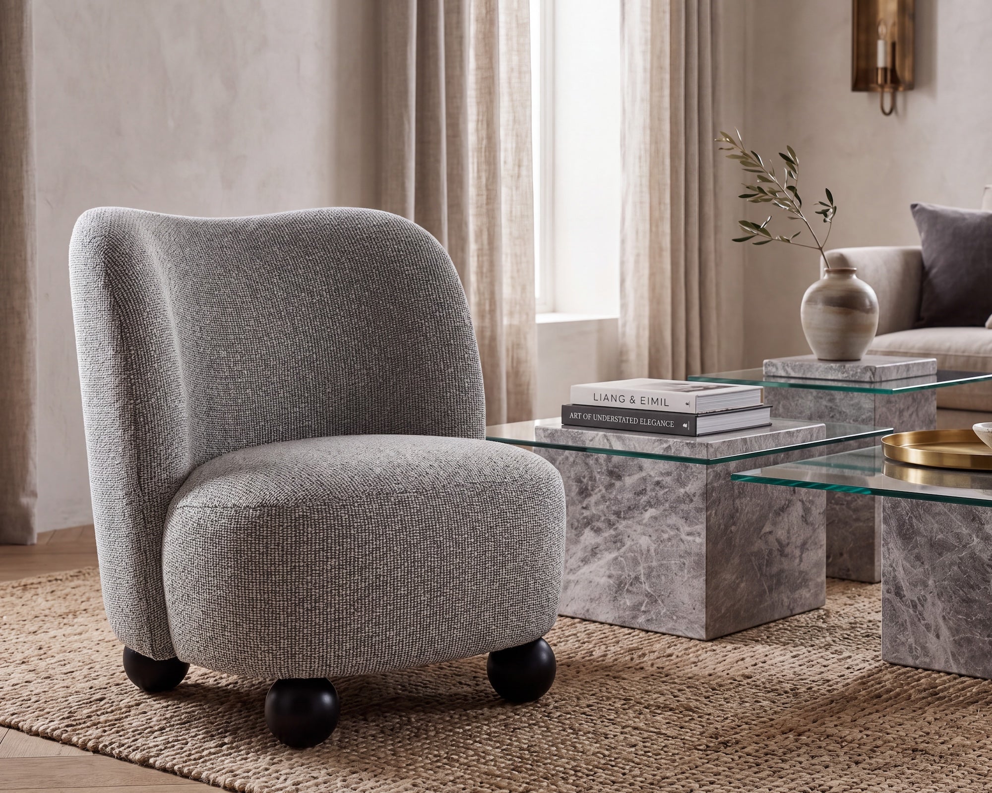 Halo Solo Black Chenille Armchair