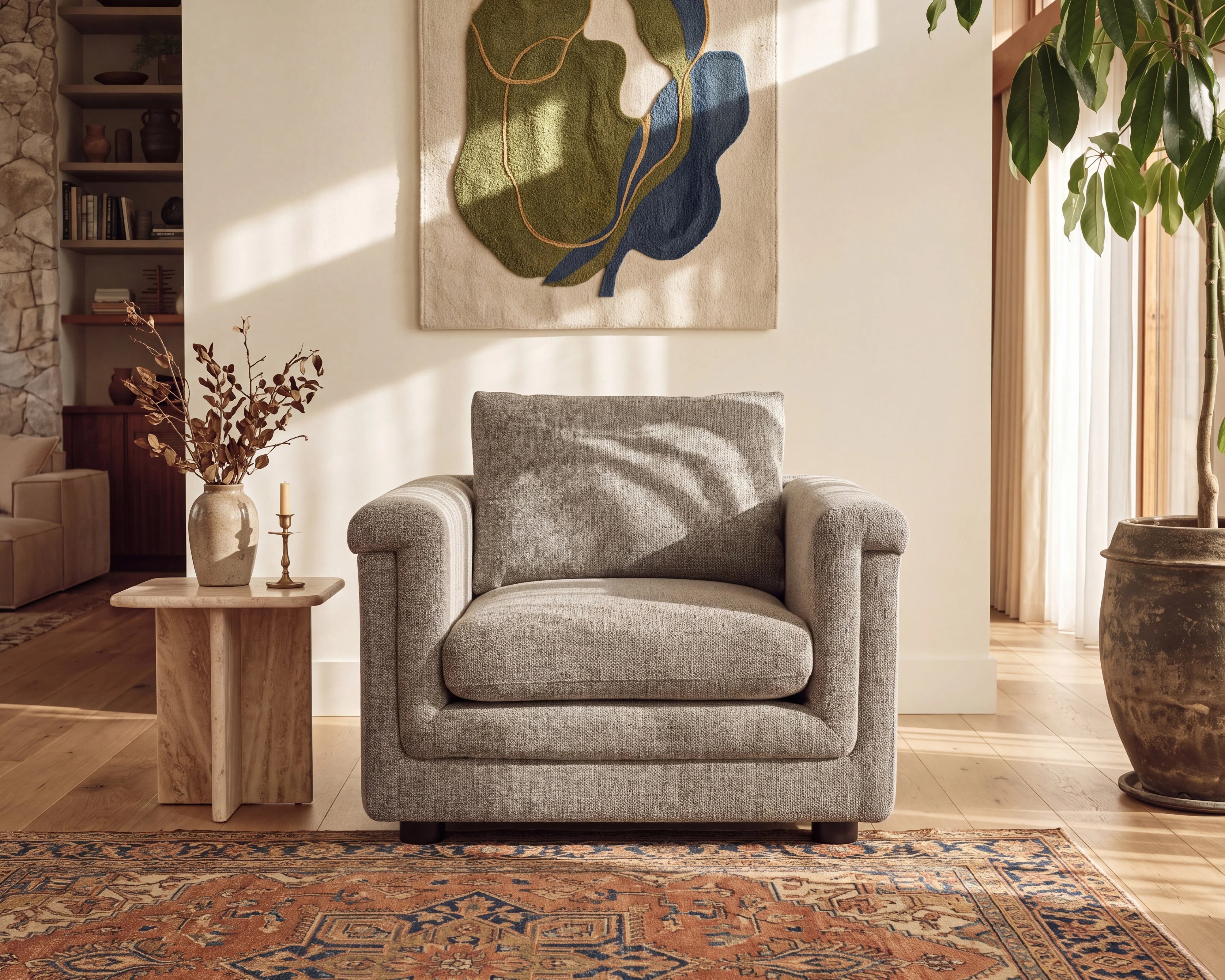 Delta Colmer Silver Grain Linen Look Armchair